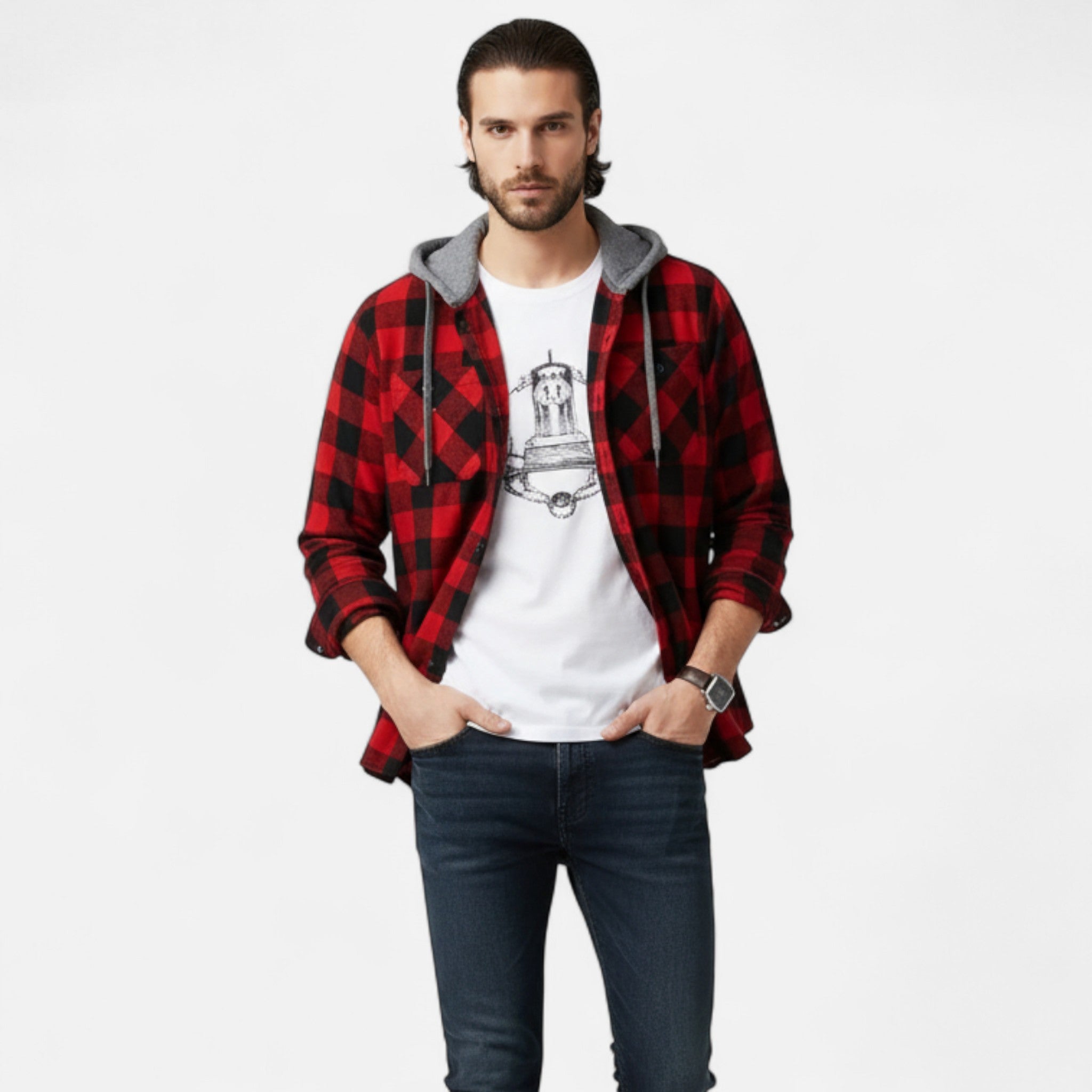 Dorevelle | Men’s Button-Up Hooded Sweater