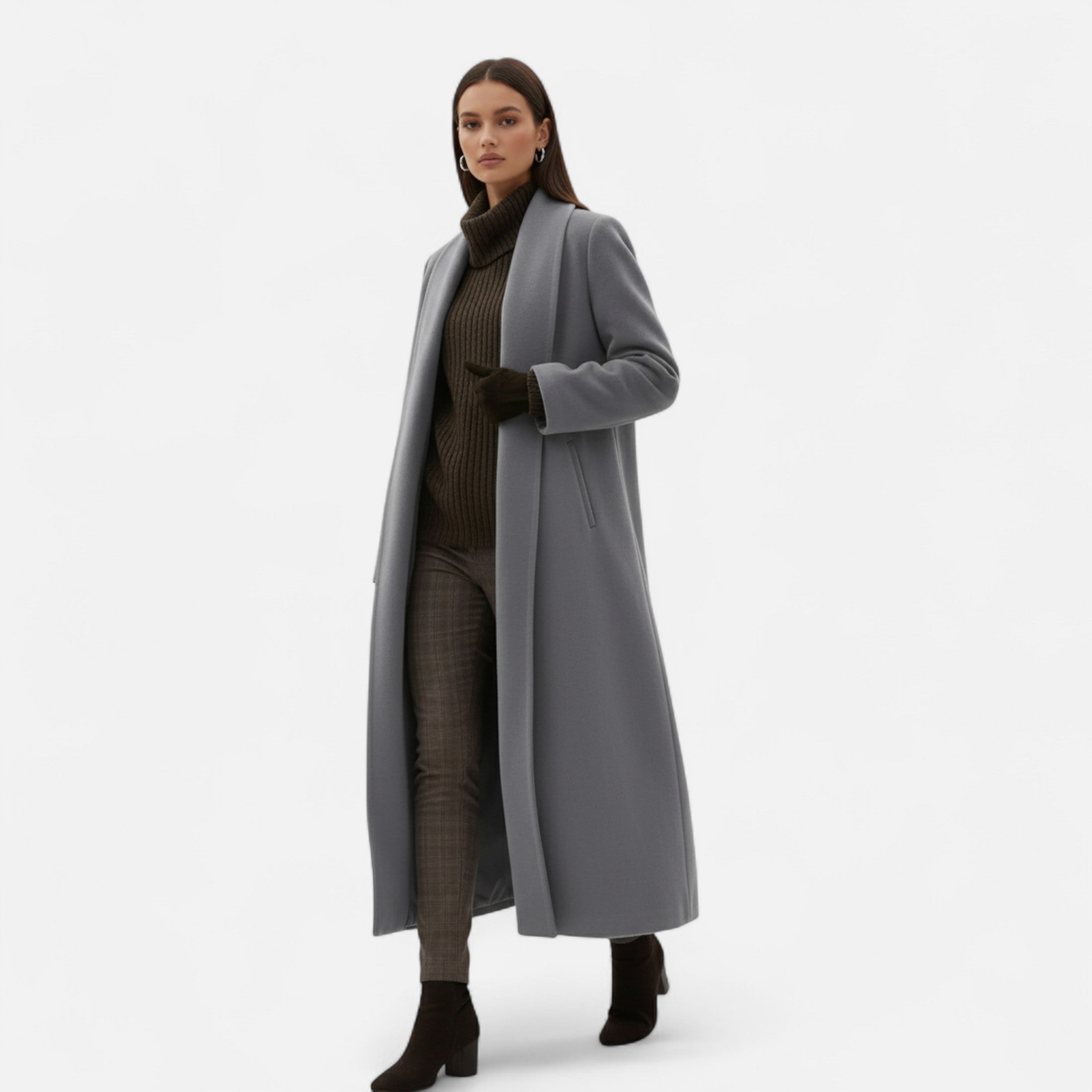 Dorevelle | Women’s Plus Size Overcoat - Lapel Collar Elegance