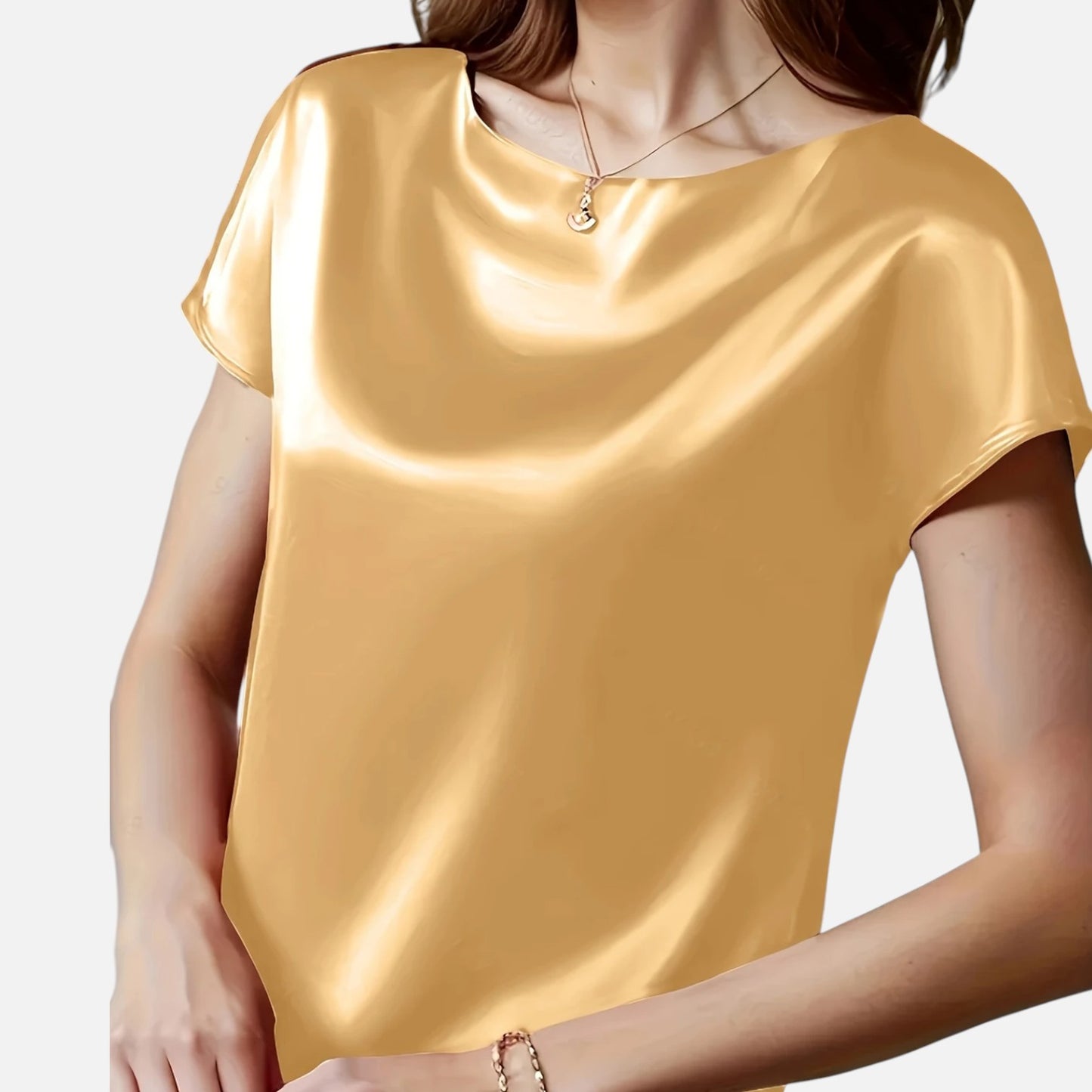 Dorevelle | Women’s Satin Blouse – Short Sleeve Classic