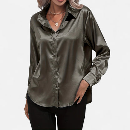 Dorevelle | Women’s Satin Shirt – Heritage Collar Style