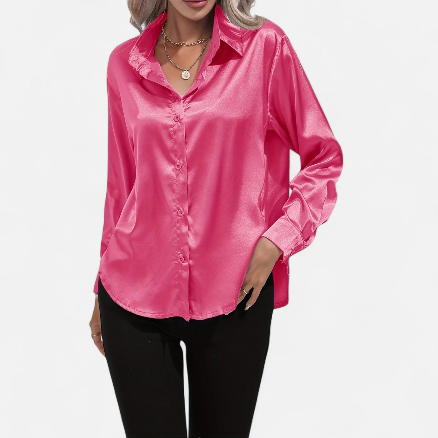 Dorevelle | Women’s Satin Shirt – Heritage Collar Style