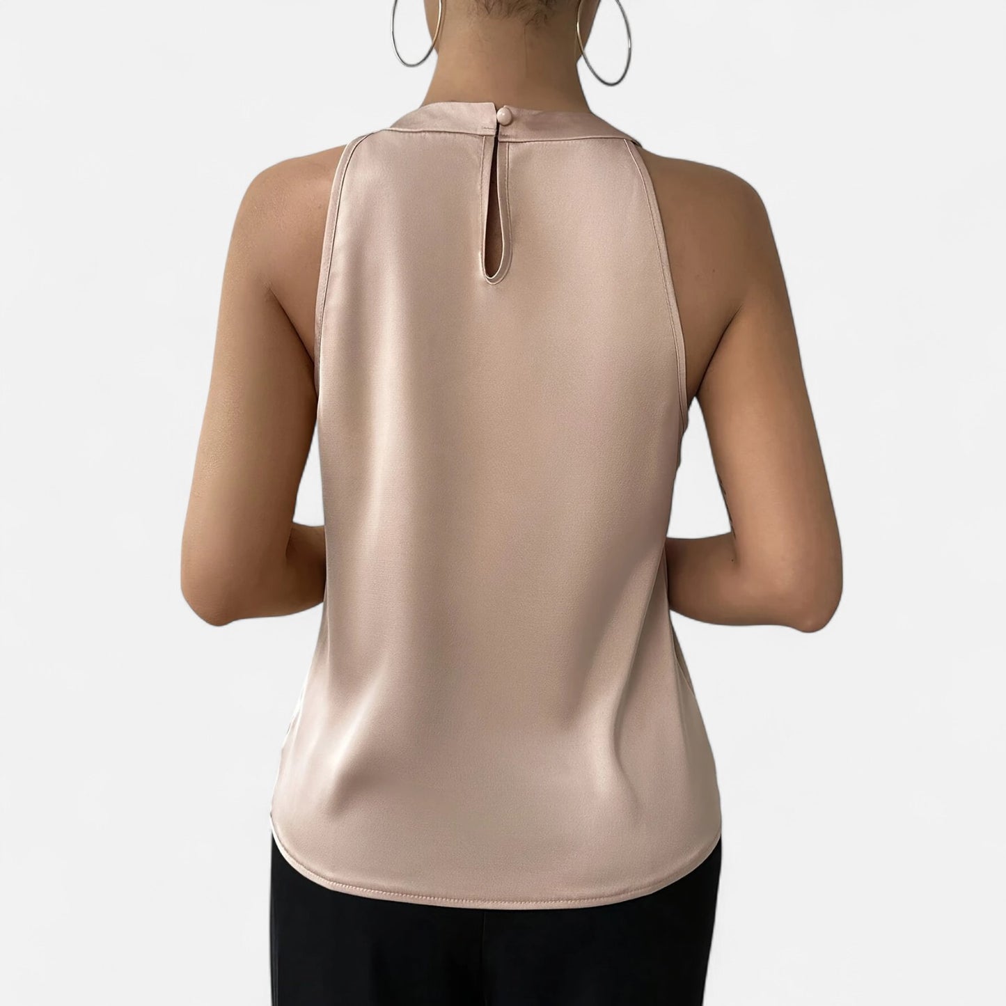 Dorevelle | Women’s Satin Blouse – Pleated Halter Style