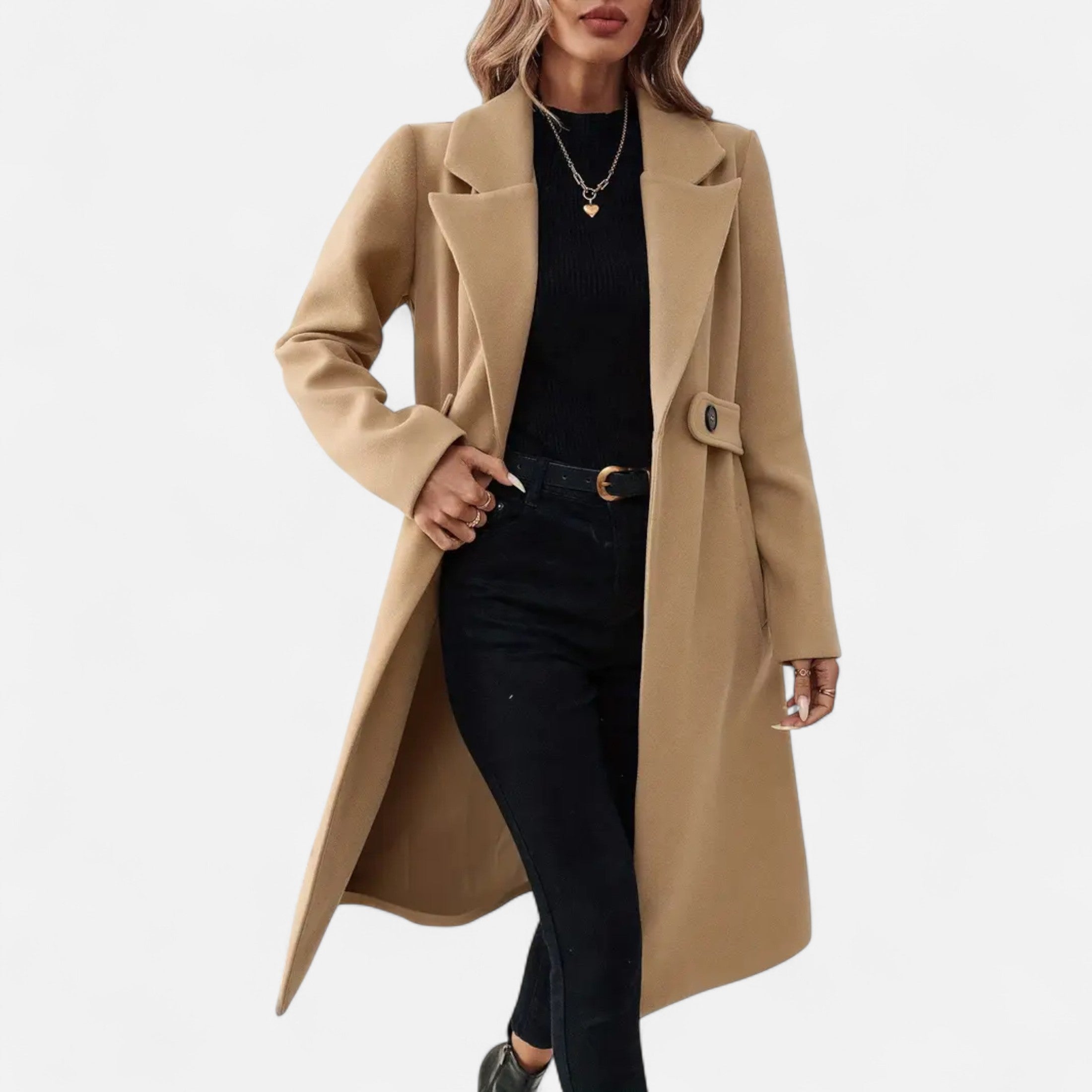 Dorevelle | Women’s Tweed Overcoat – Sophisticated Belted Design