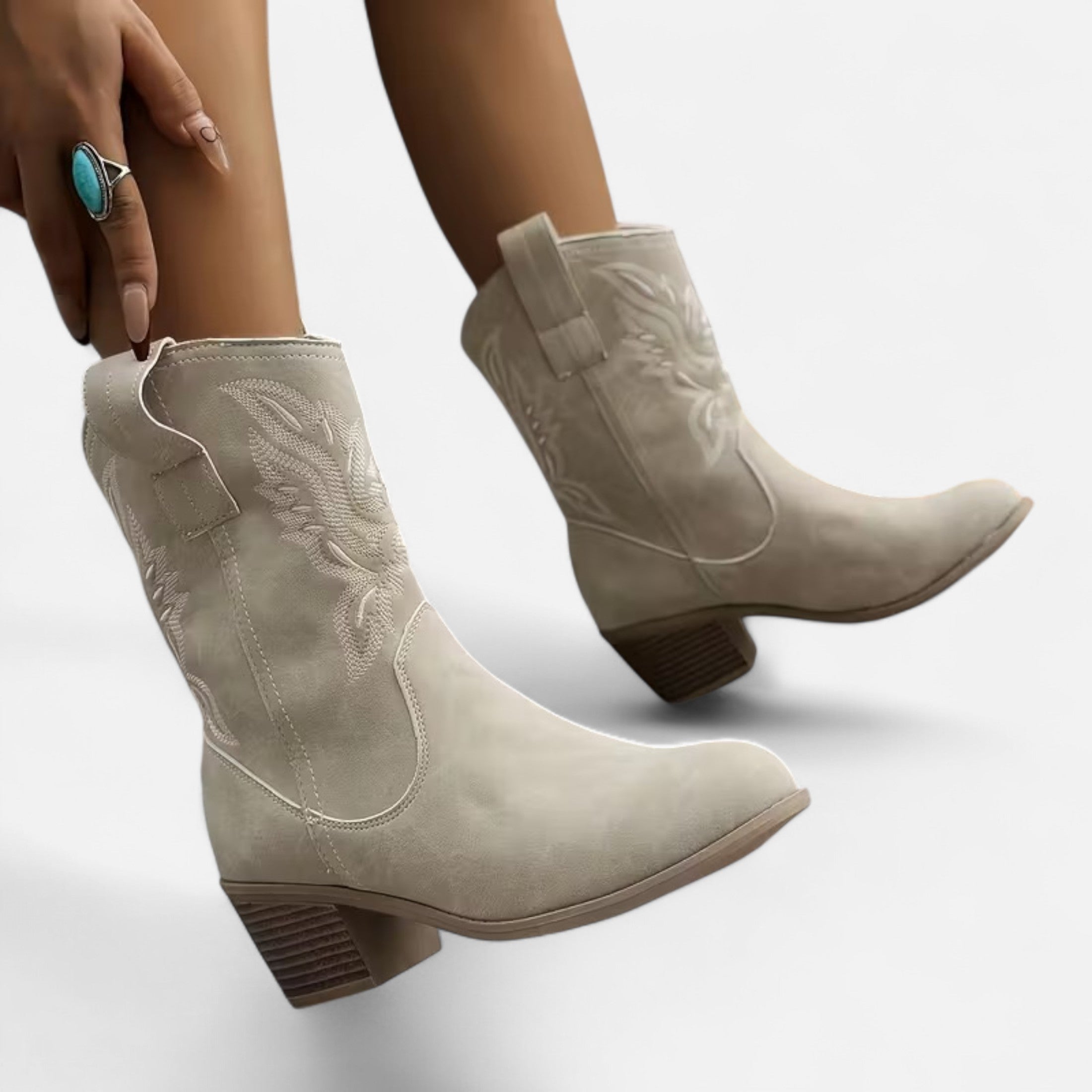 Dorevelle | Women’s Suede Cowboy Boots – Vintage Chunky Heel