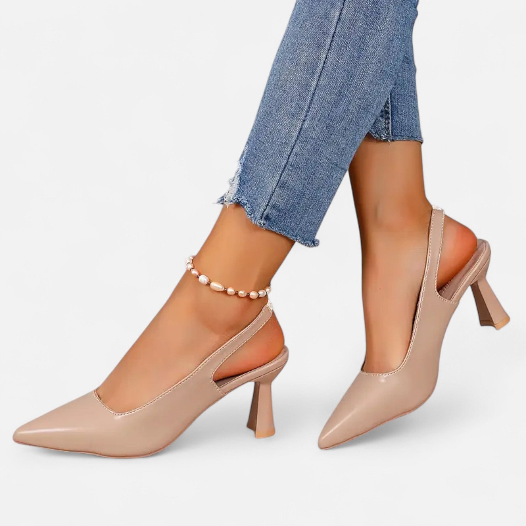 Dorevelle | Women’s Slingback Heels – Sparkle Accent Elegance