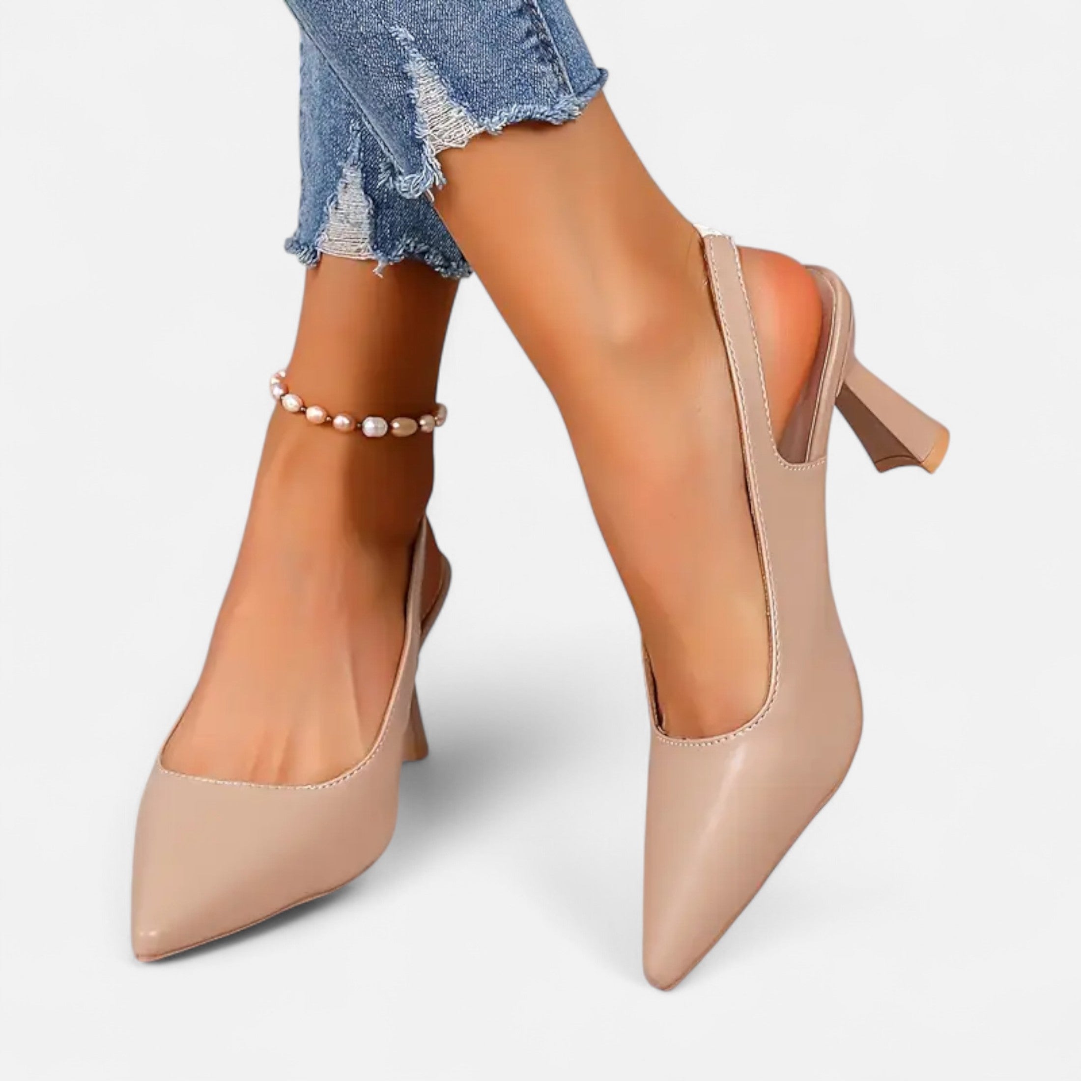 Dorevelle | Women’s Slingback Heels – Sparkle Accent Elegance