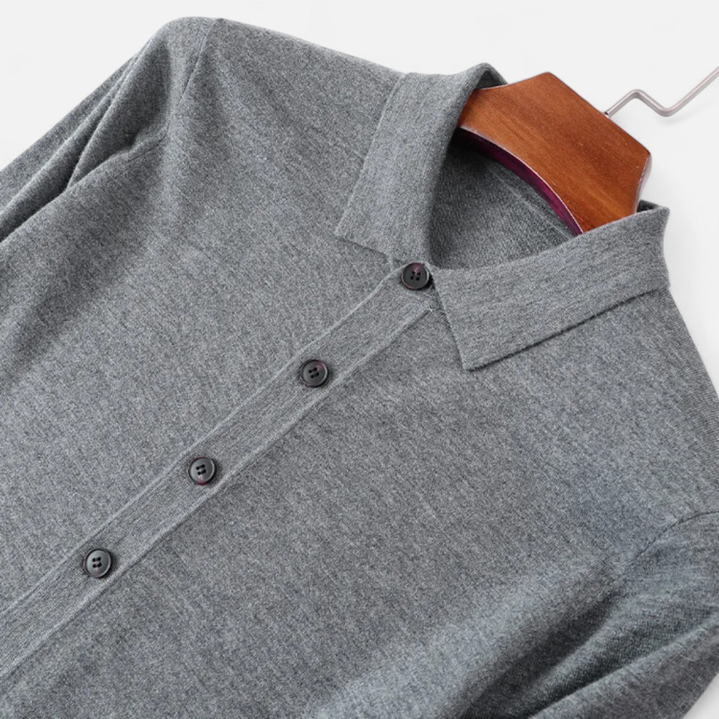 Dorevelle | Men’s Wool Sweater – Fine Yarn Button-Up Classic