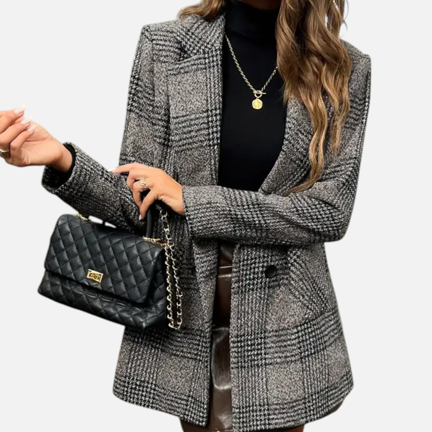 Dorevelle | Women’s Classic Coat – Houndstooth Timeless Sophistication