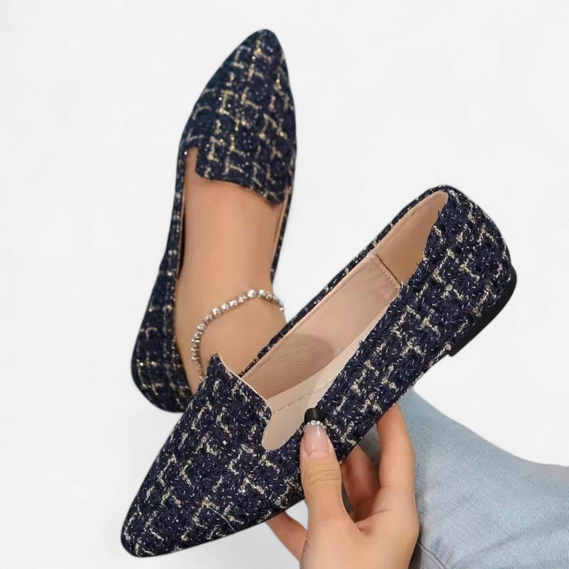 Dorevelle | Women’s Plaid Flats – Pointed Toe Autumn Elegance