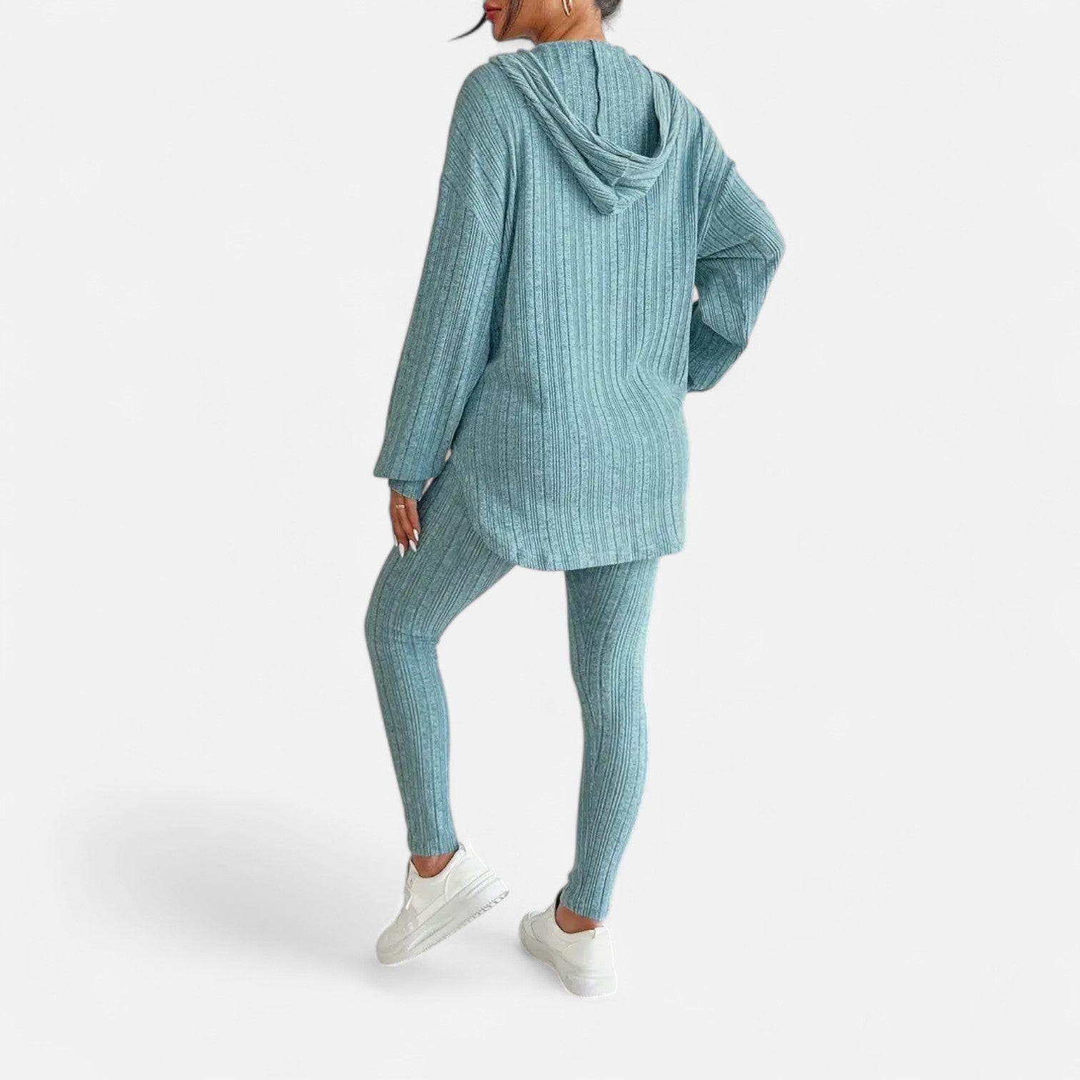Dorevelle | Women’s Ribbed Set – Hooded Top & Skinny Pants