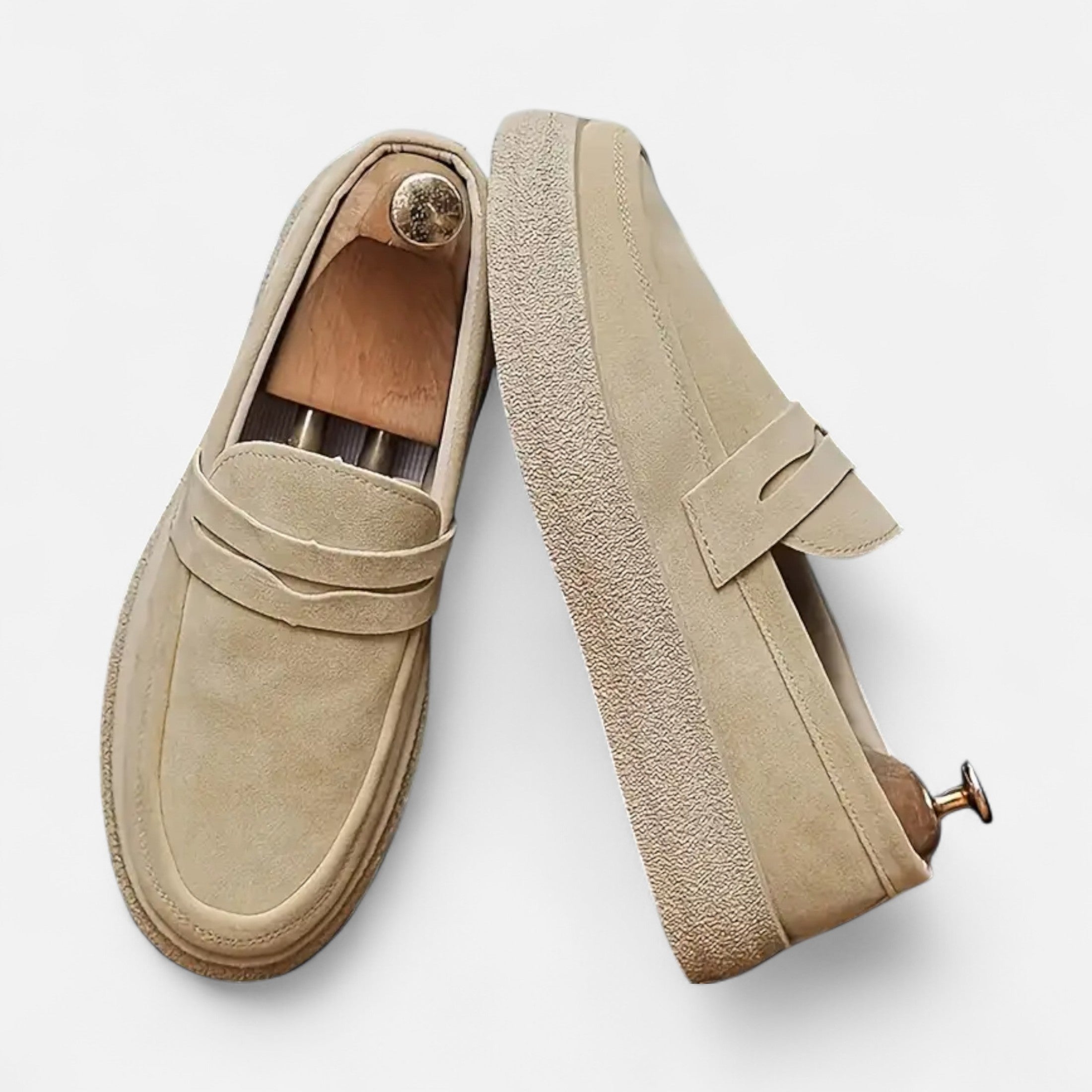 Dorevelle | Men’s Slip-On Loafers – Brown Buckle Casual Style