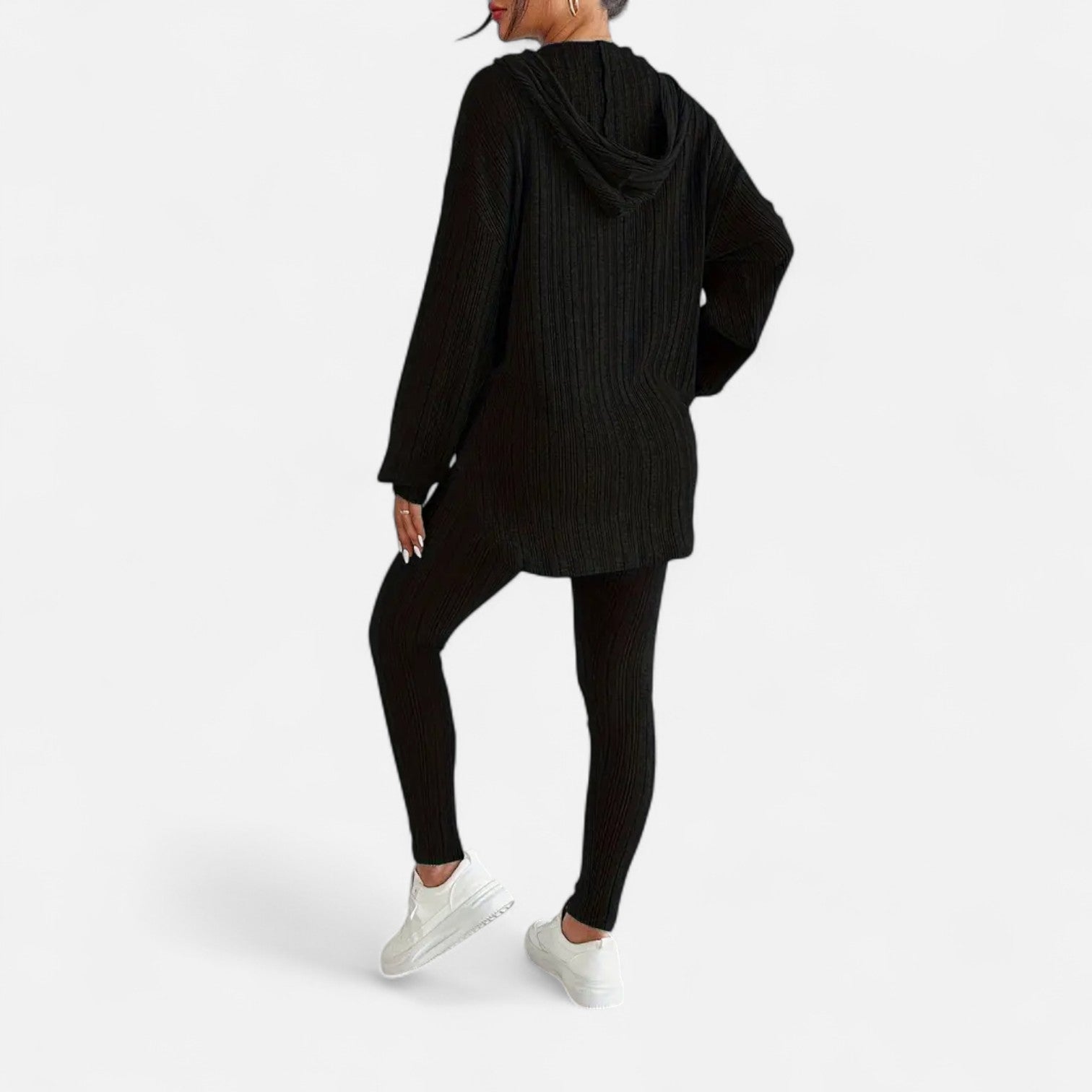 Dorevelle | Women’s Ribbed Set – Hooded Top & Skinny Pants