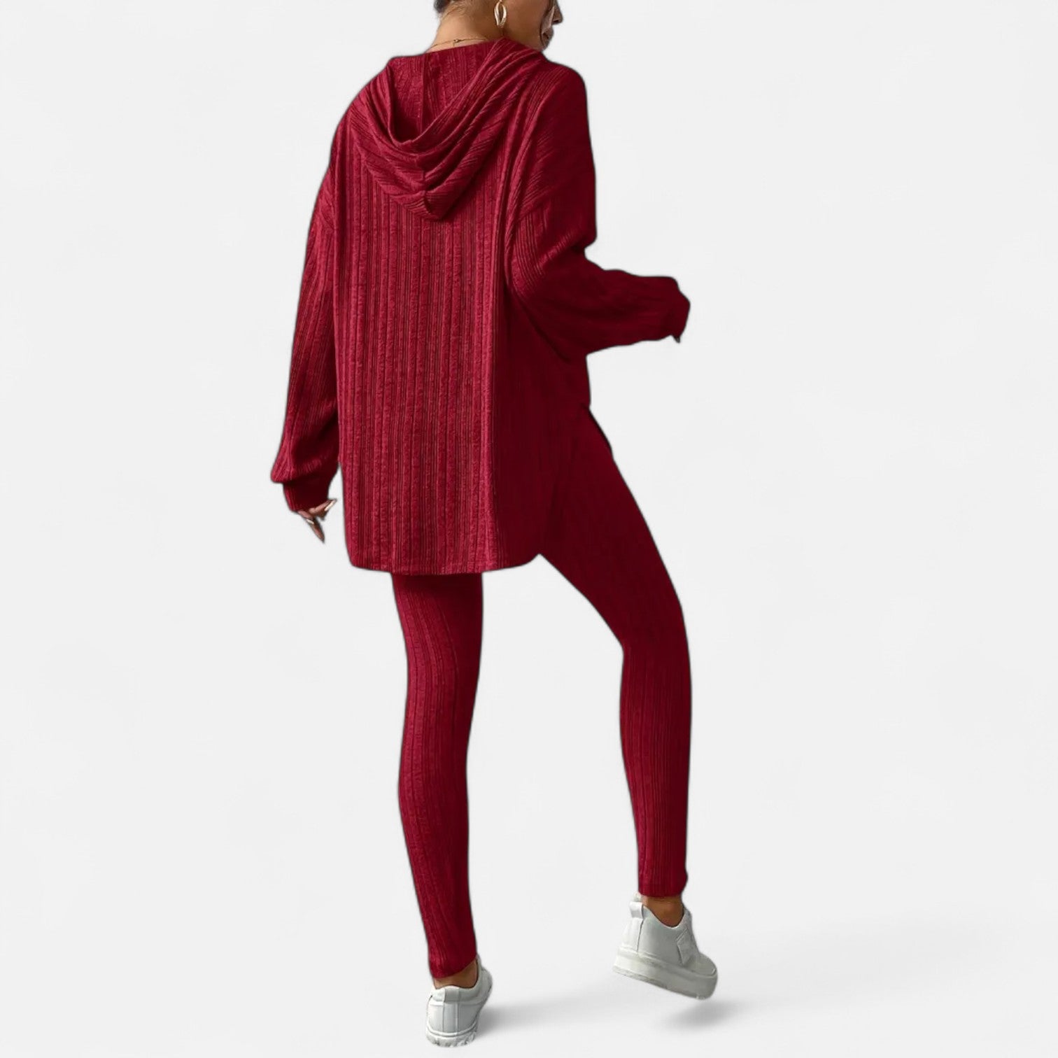 Dorevelle | Women’s Ribbed Set – Hooded Top & Skinny Pants