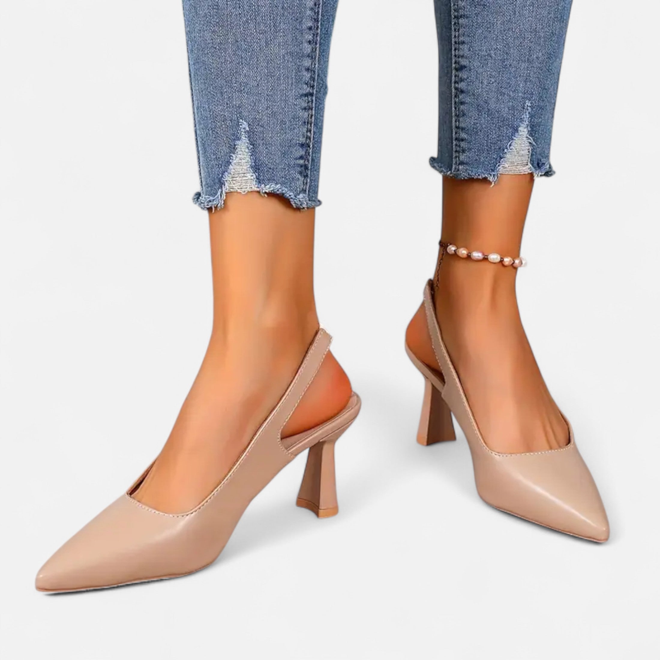 Dorevelle | Women’s Slingback Heels – Sparkle Accent Elegance
