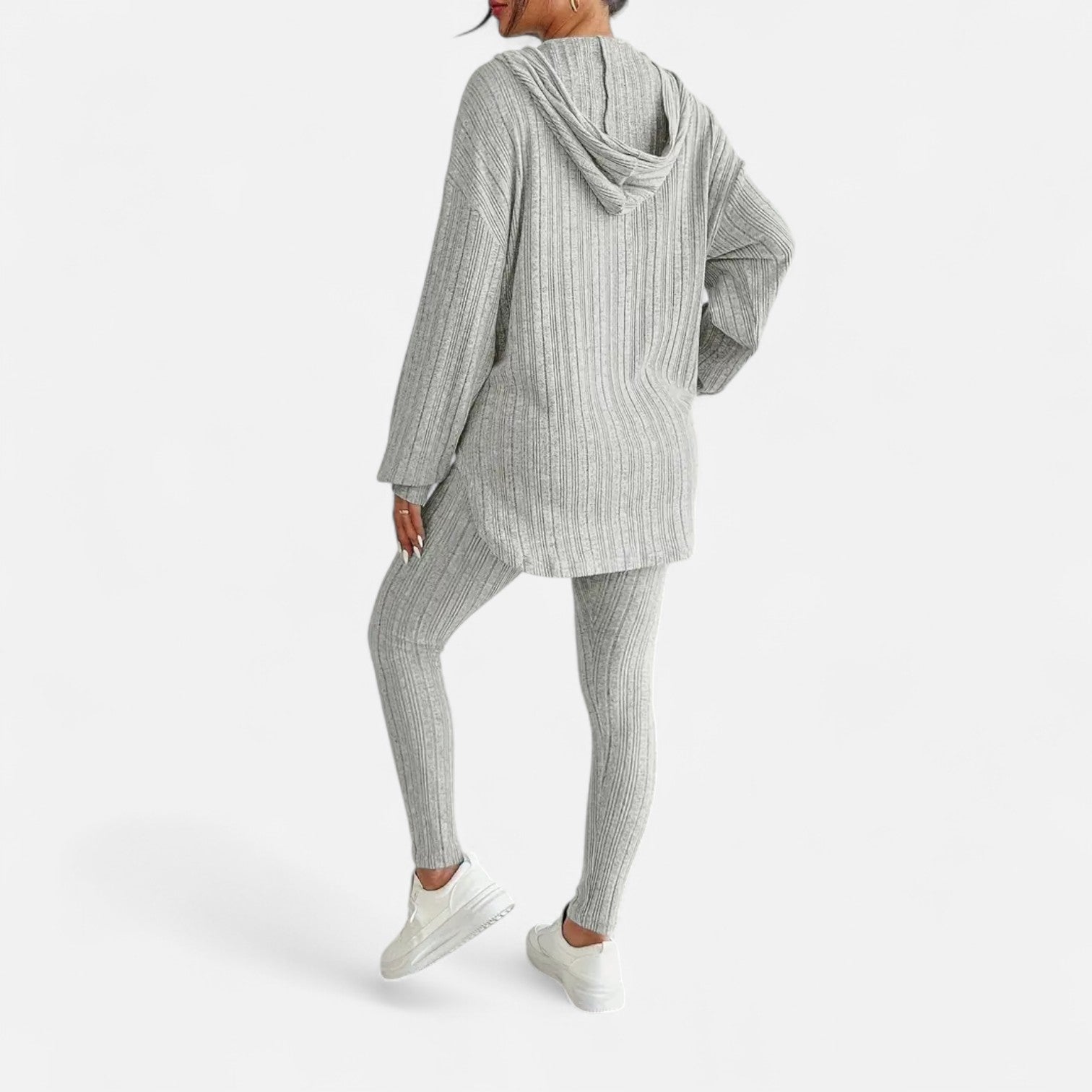 Dorevelle | Women’s Ribbed Set – Hooded Top & Skinny Pants