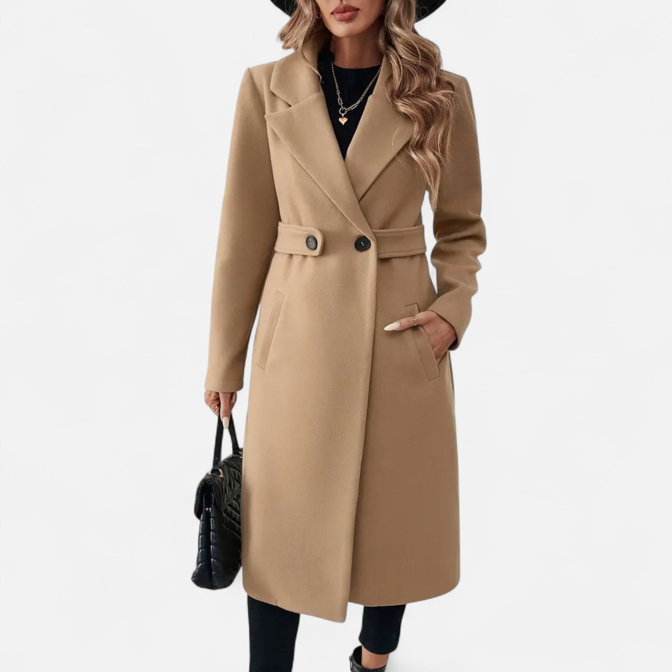 Dorevelle | Women’s Tweed Overcoat – Sophisticated Belted Design