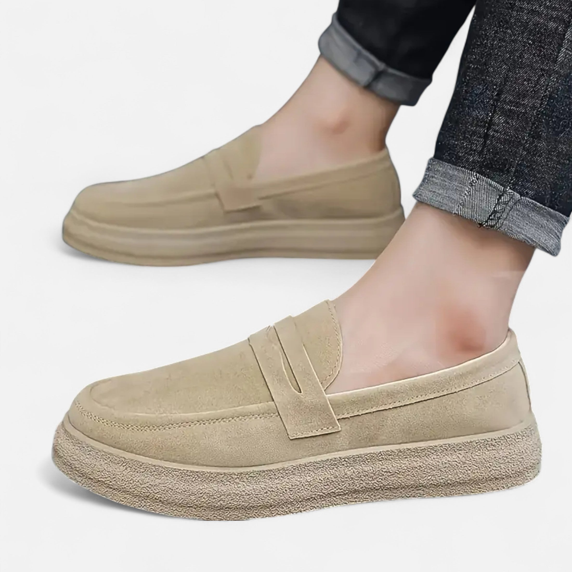 Dorevelle | Men’s Slip-On Loafers – Brown Buckle Casual Style