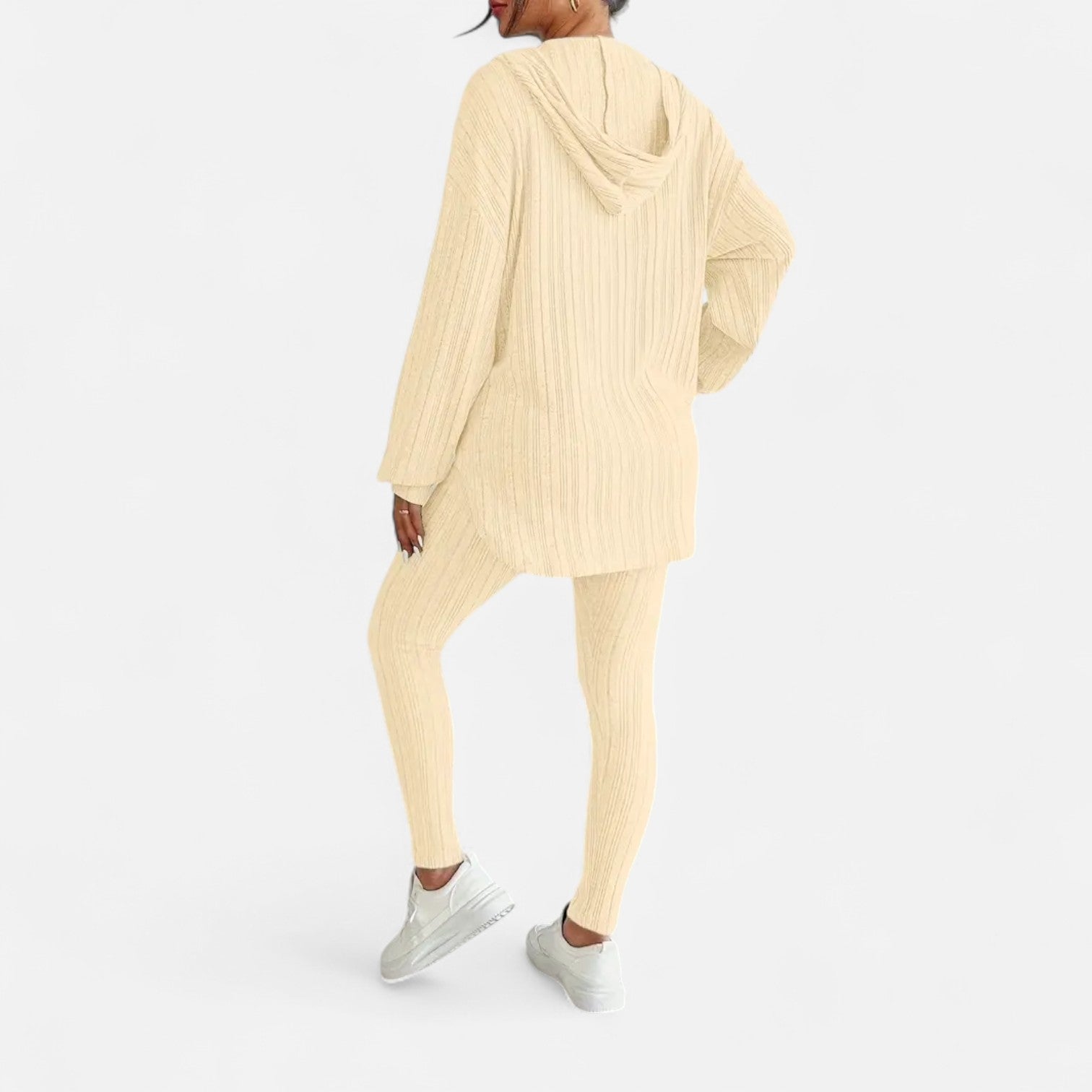 Dorevelle | Women’s Ribbed Set – Hooded Top & Skinny Pants