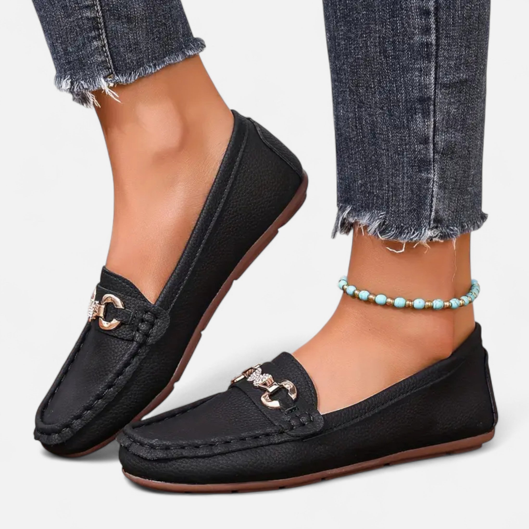 Dorevelle | Women’s Loafers – Butterfly Strap Diamond Accent
