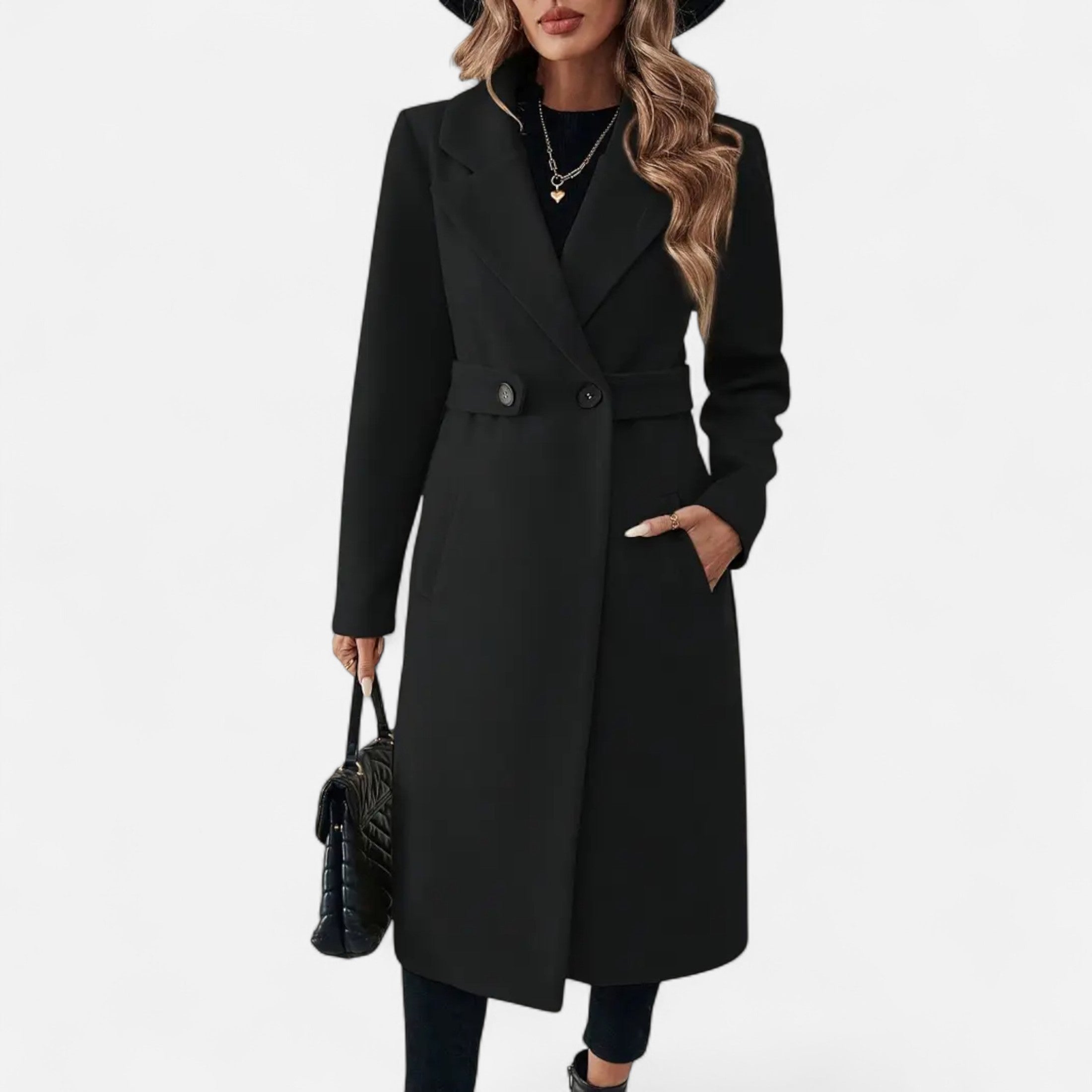 Dorevelle | Women’s Tweed Overcoat – Sophisticated Belted Design