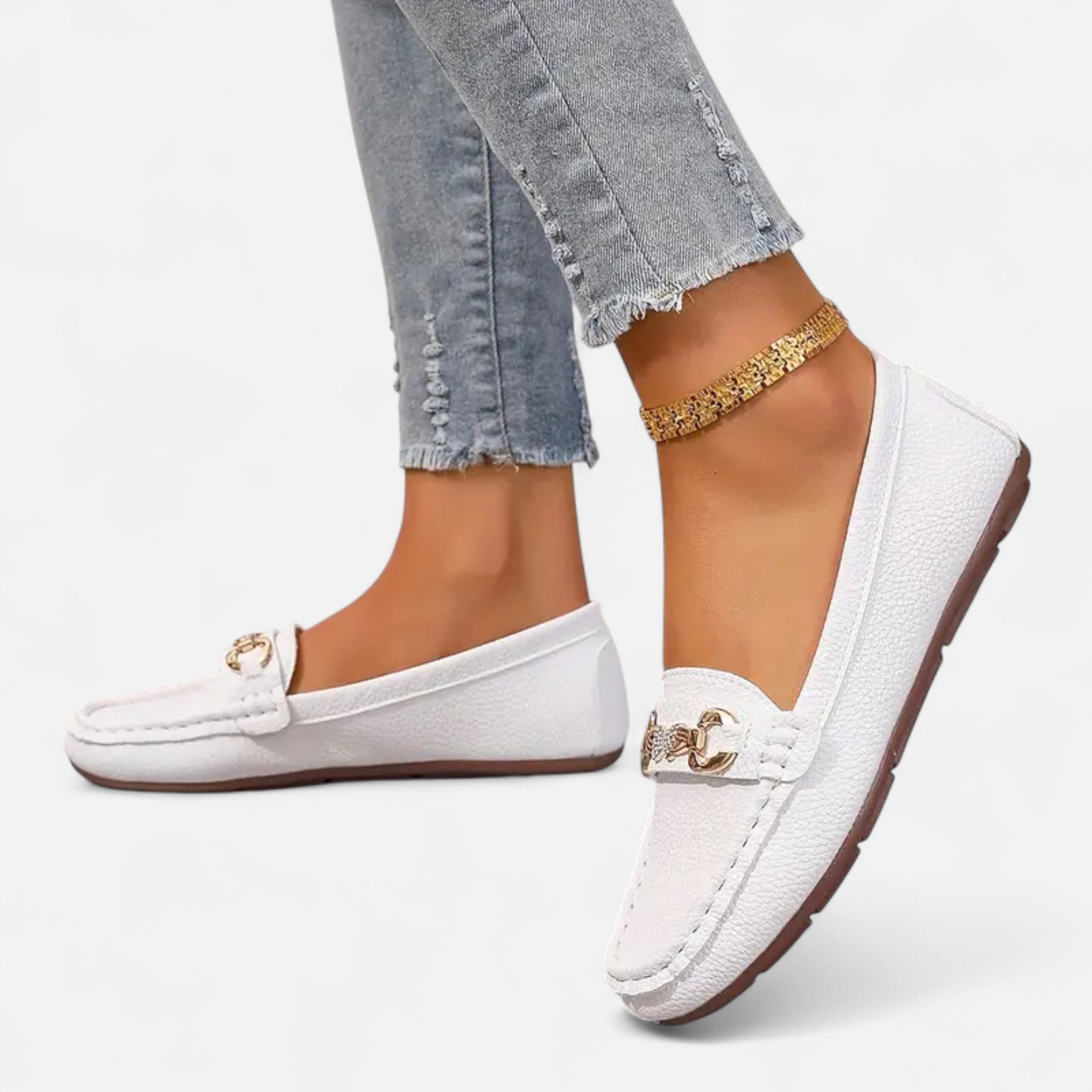 Dorevelle | Women’s Loafers – Butterfly Strap Diamond Accent