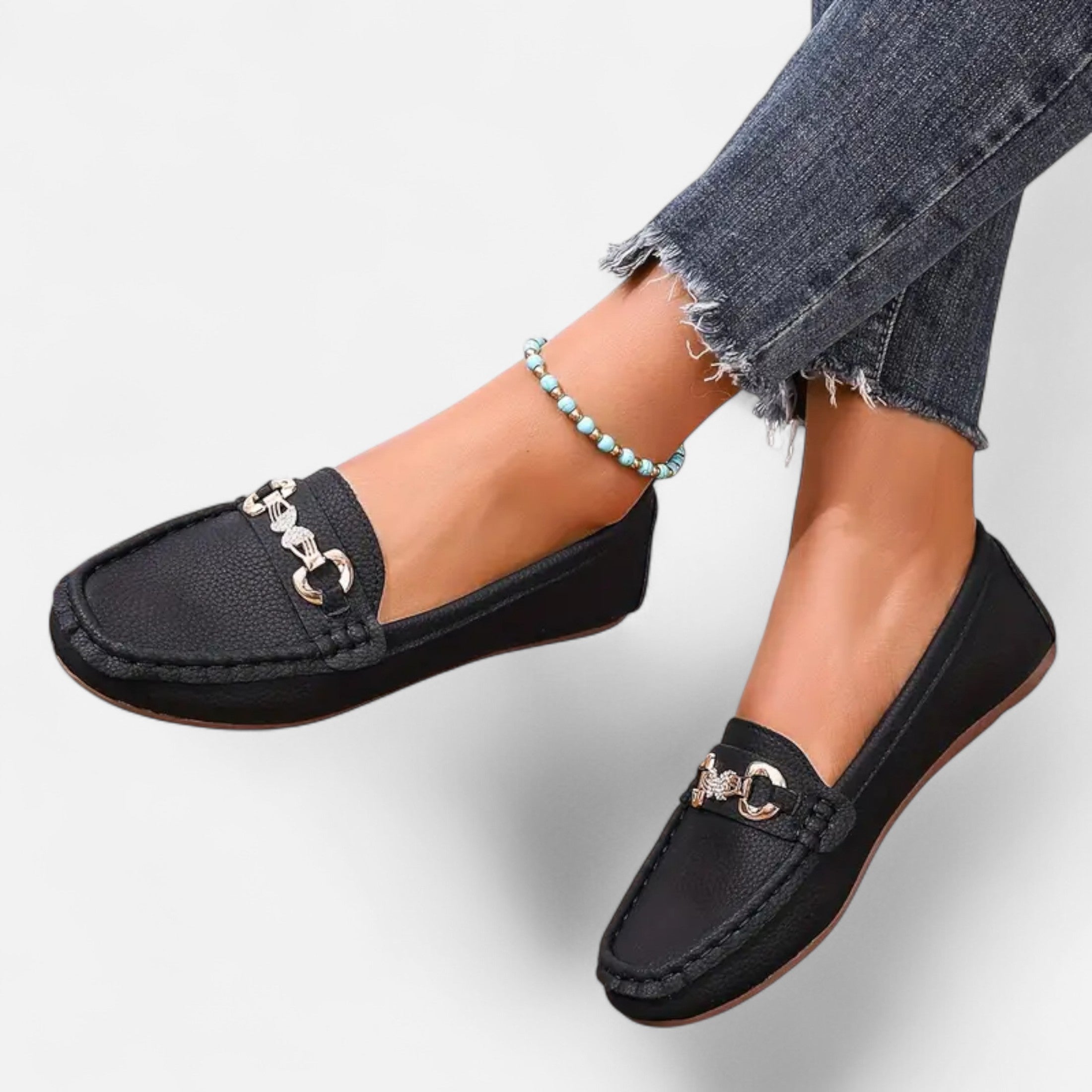 Dorevelle | Women’s Loafers – Butterfly Strap Diamond Accent