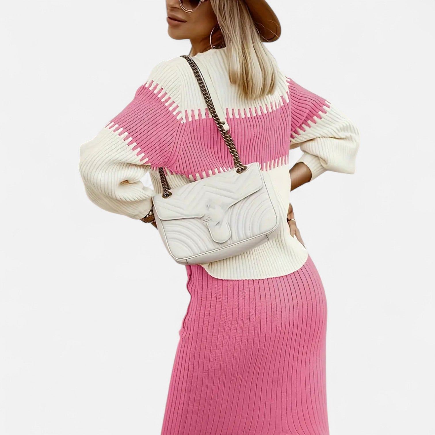 Dorevelle | Women’s Knit Set – High-Neck Pullover & Midi Skirt