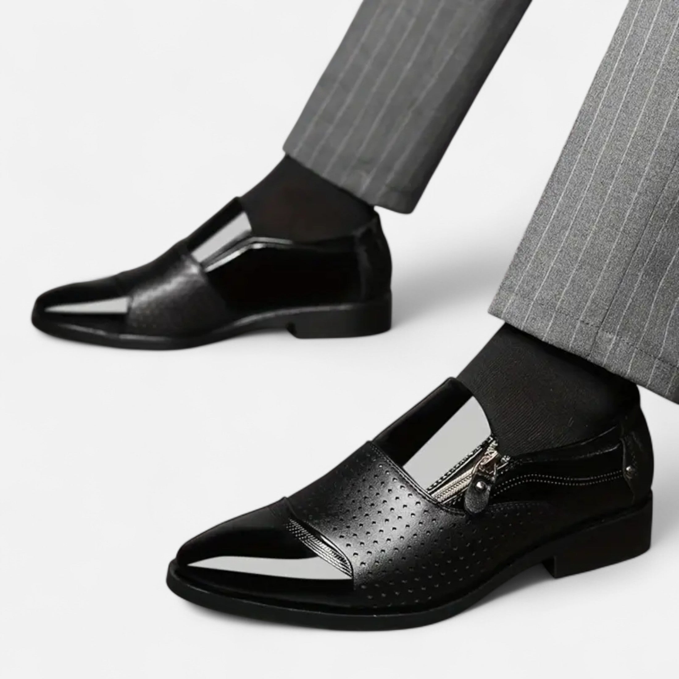 Dorevelle | Men’s Glossy Dress Shoes – Pointed Toe British Elegance