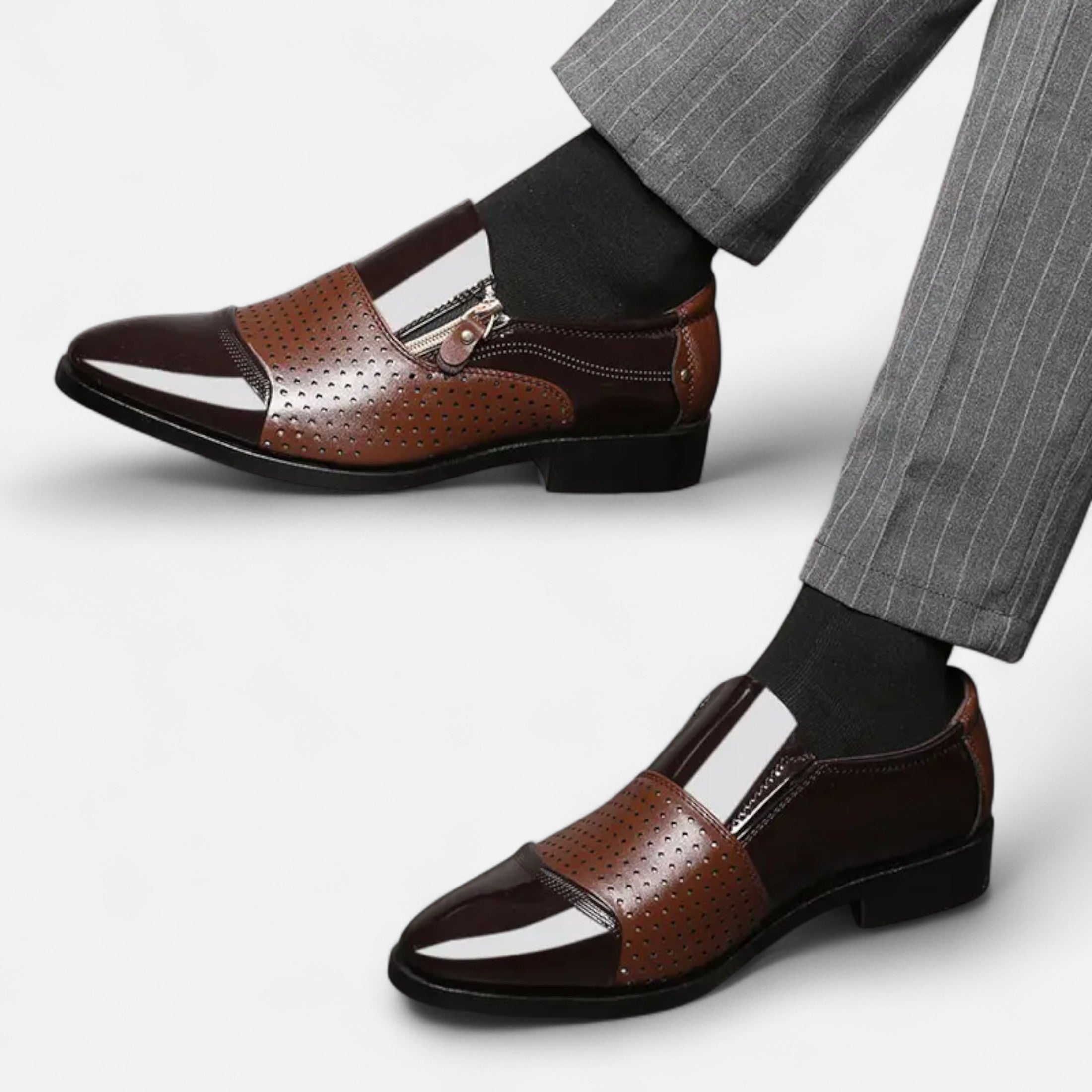 Dorevelle | Men’s Glossy Dress Shoes – Pointed Toe British Elegance