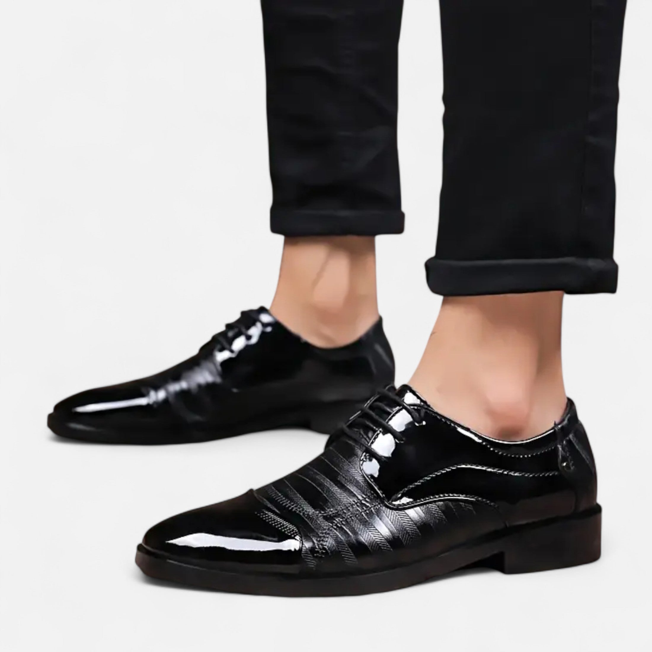 Dorevelle | Men’s Glossy Dress Shoes – Pointed Toe British Elegance