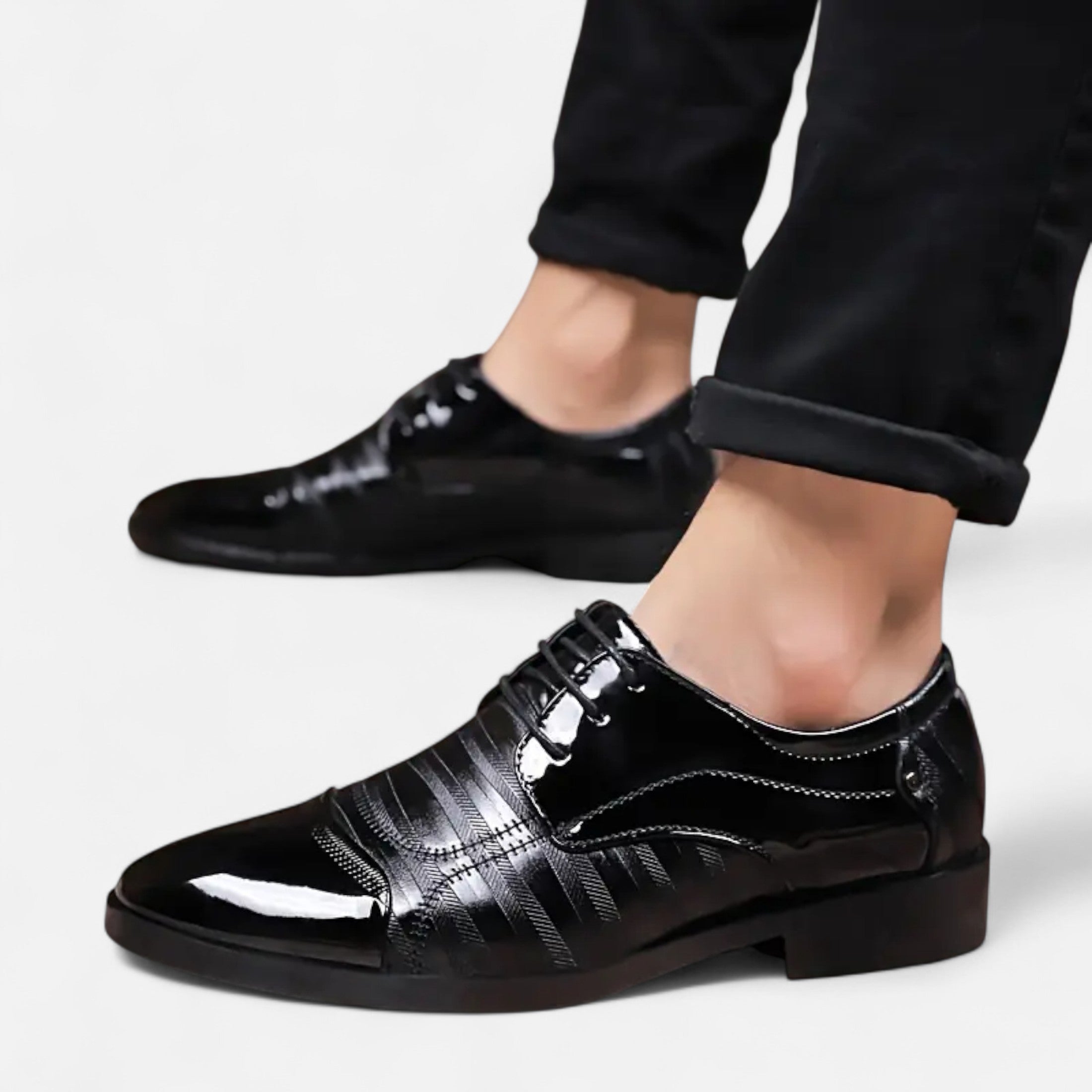 Dorevelle | Men’s Glossy Dress Shoes – Pointed Toe British Elegance