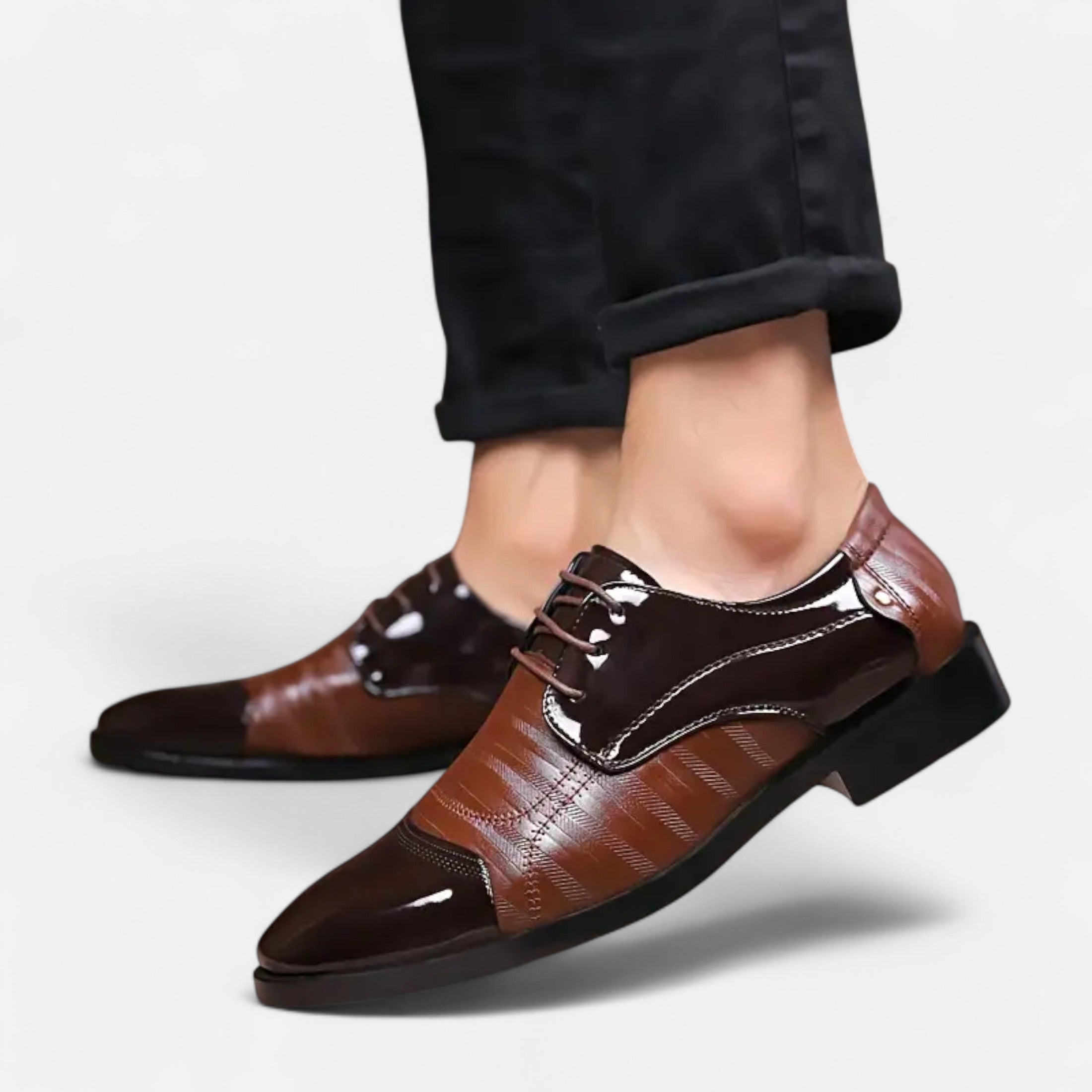 Dorevelle | Men’s Glossy Dress Shoes – Pointed Toe British Elegance