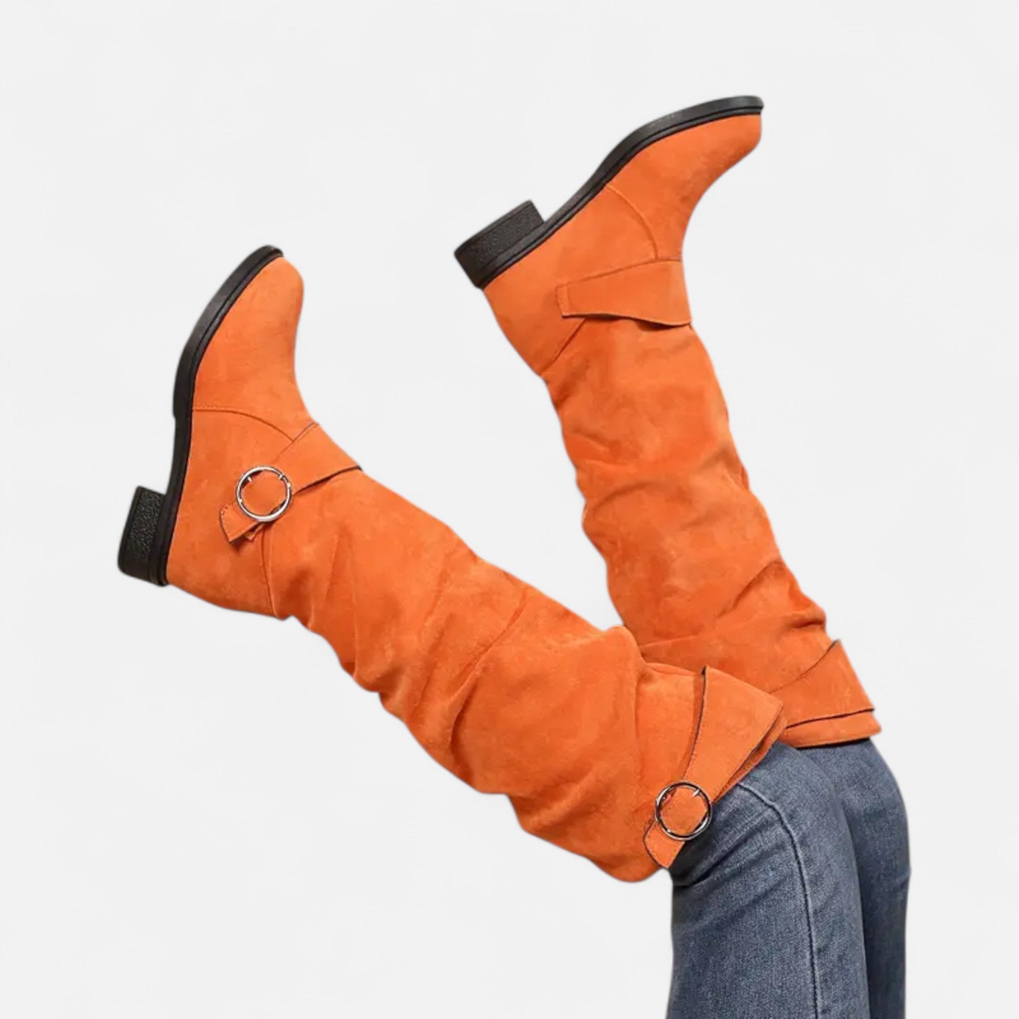 Dorevelle | Women’s Knee-High Boots – Buckle Belt Elegance