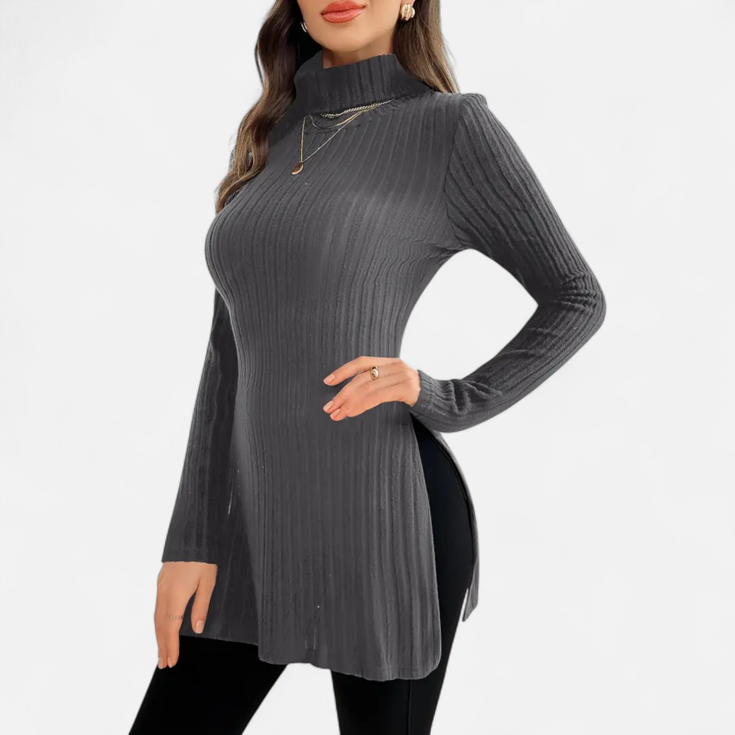 Dorevelle | Women’s Ribbed Sweater – Elegant High Neck Style