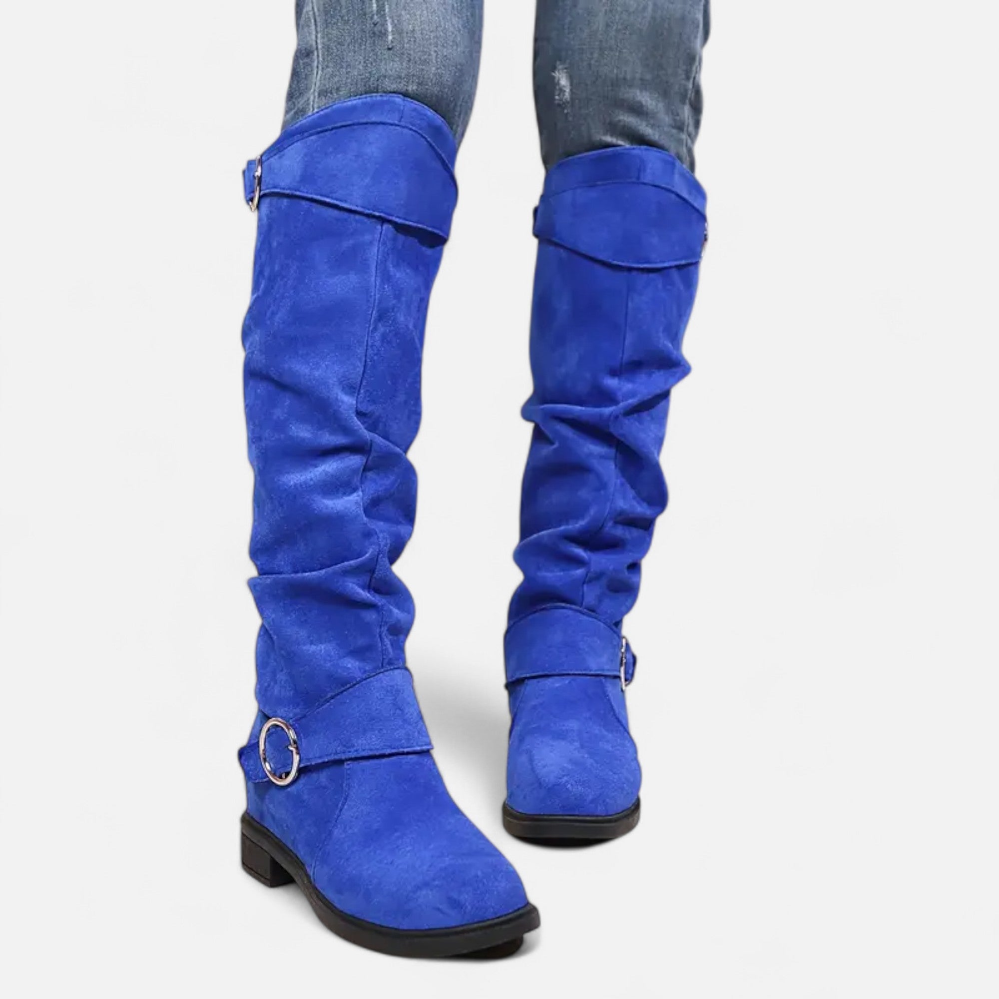 Dorevelle | Women’s Knee-High Boots – Buckle Belt Elegance