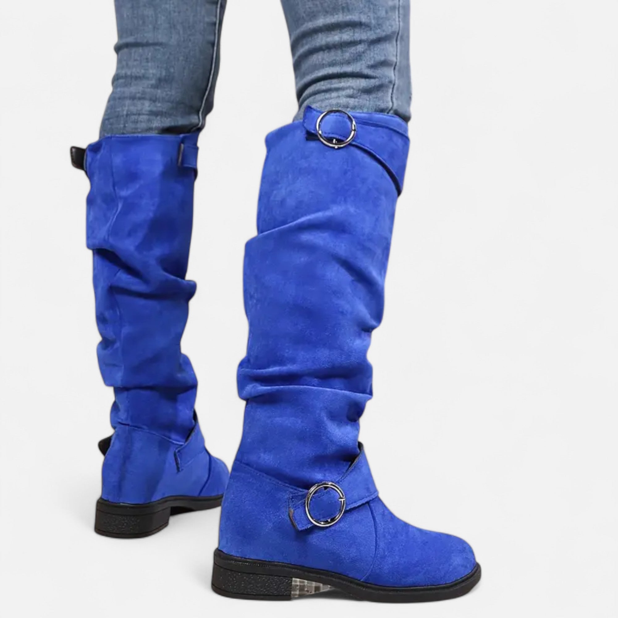 Dorevelle | Women’s Knee-High Boots – Buckle Belt Elegance