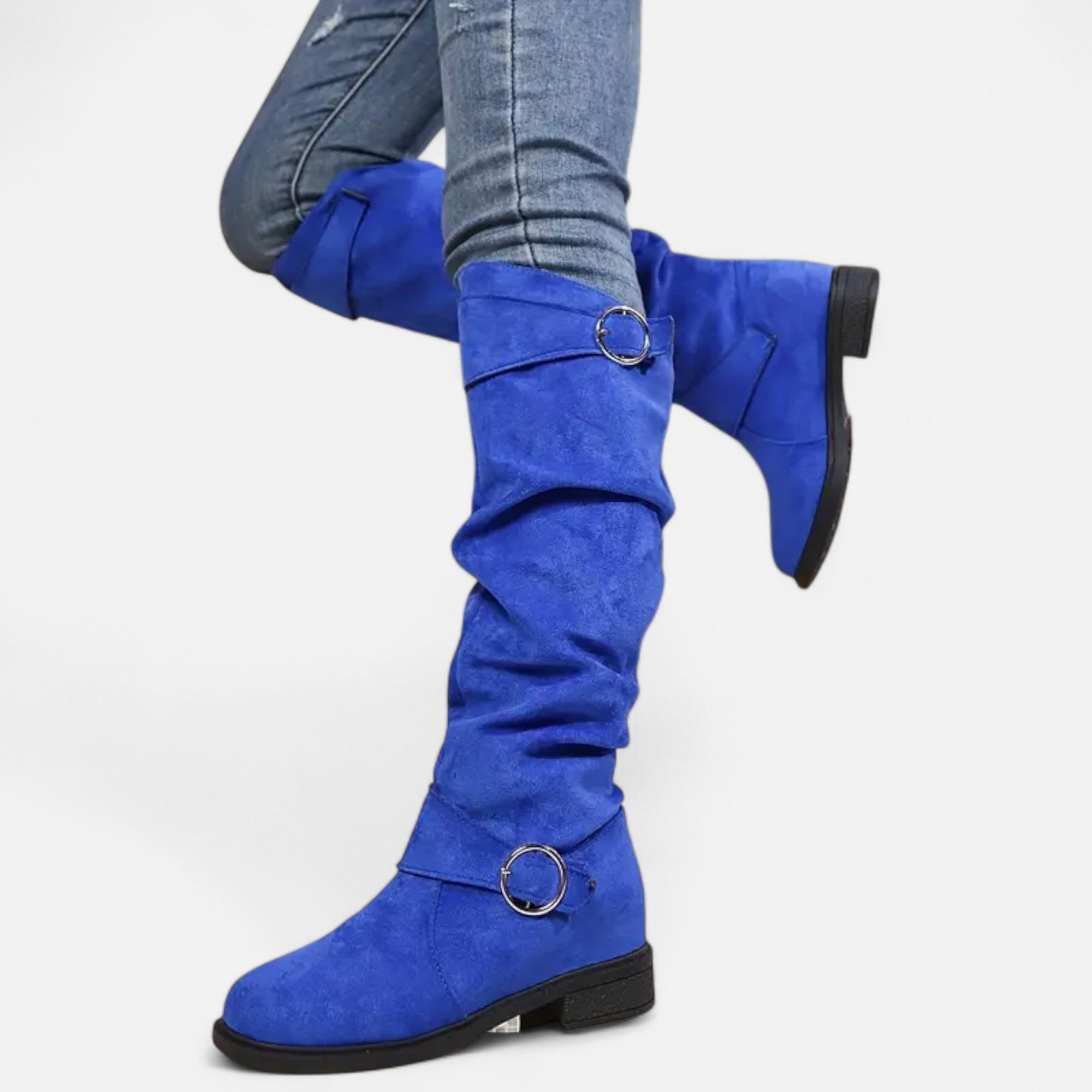 Dorevelle | Women’s Knee-High Boots – Buckle Belt Elegance