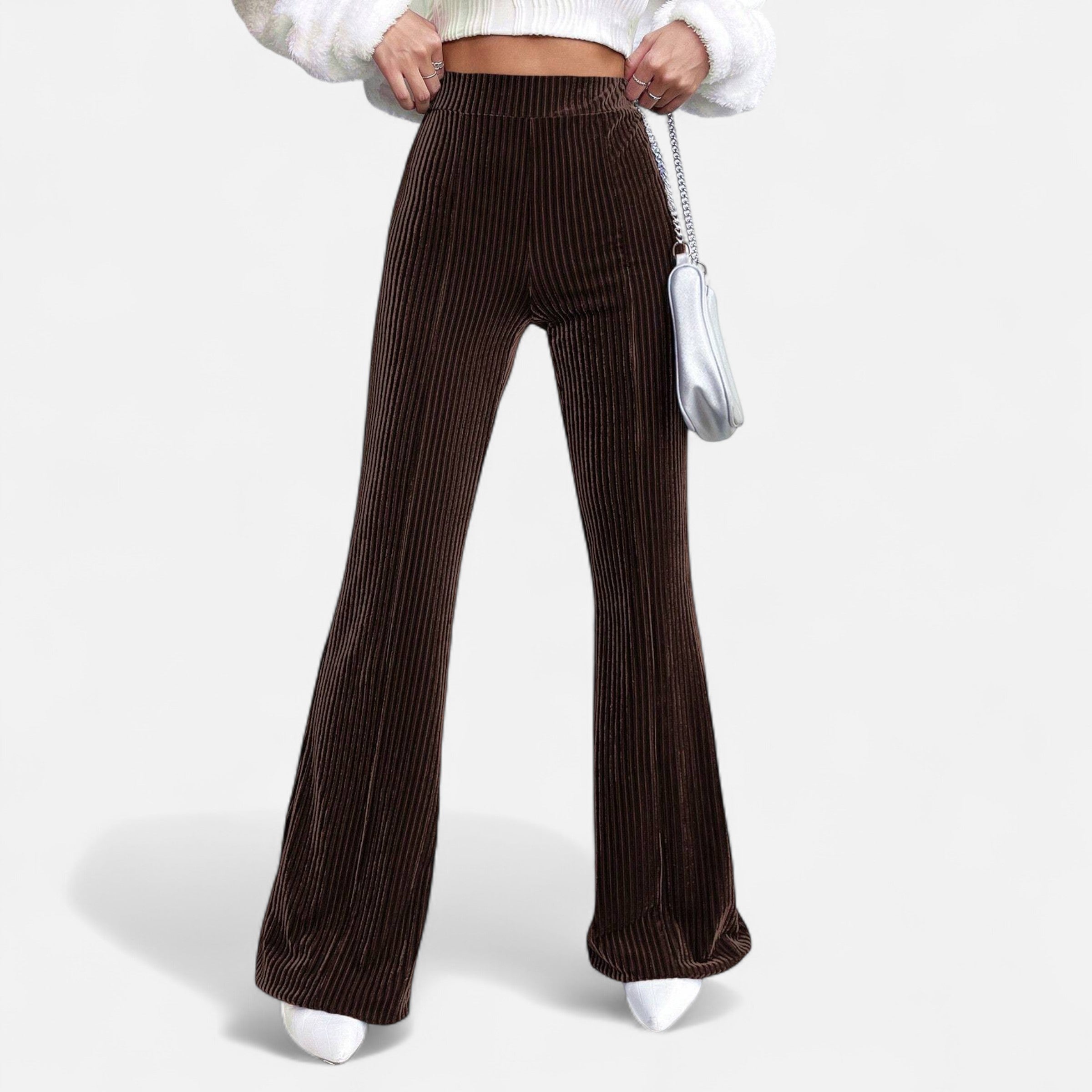 Dorevelle | Women’s Corduroy Trousers – High-Waist Flared Elegance