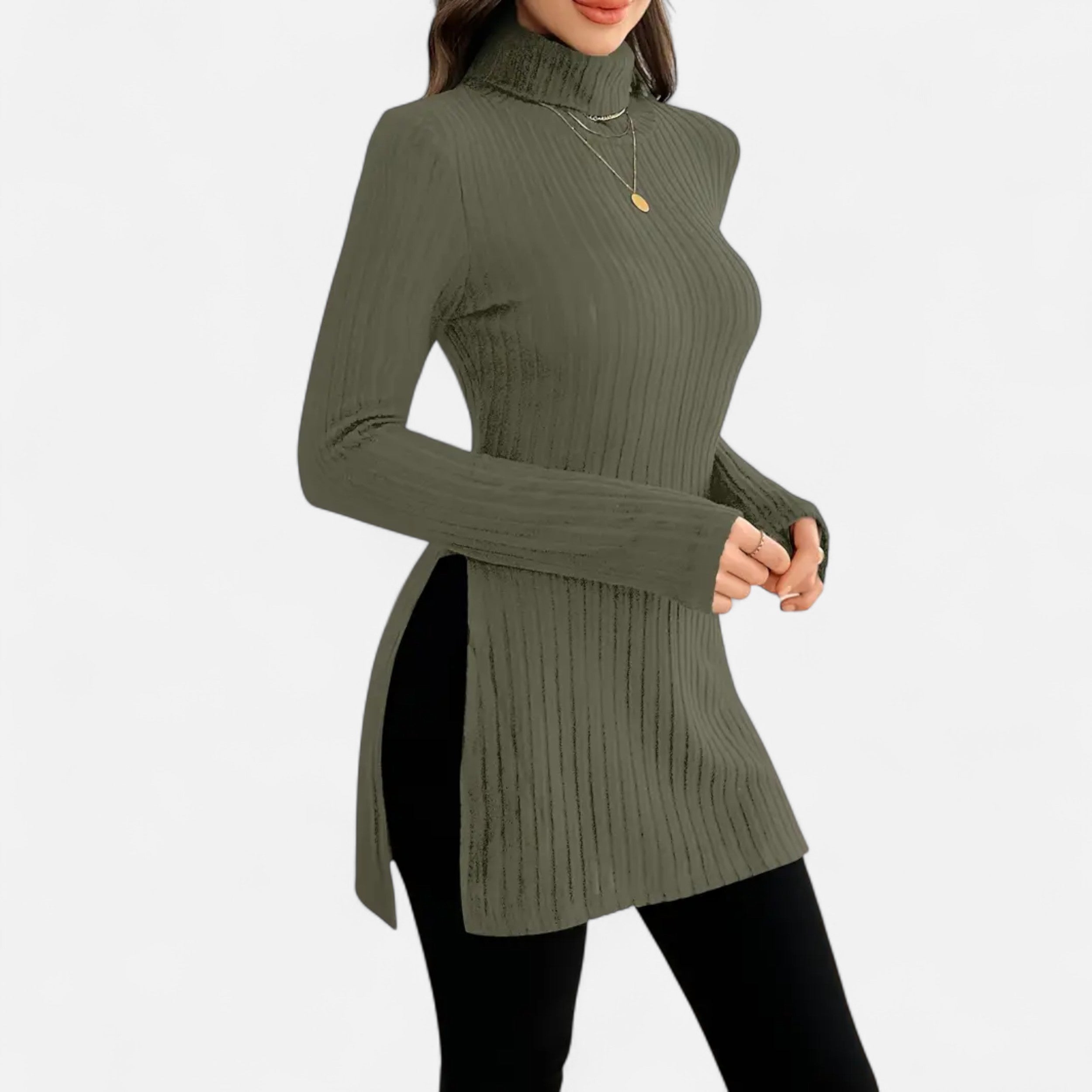Dorevelle | Women’s Ribbed Sweater – Elegant High Neck Style