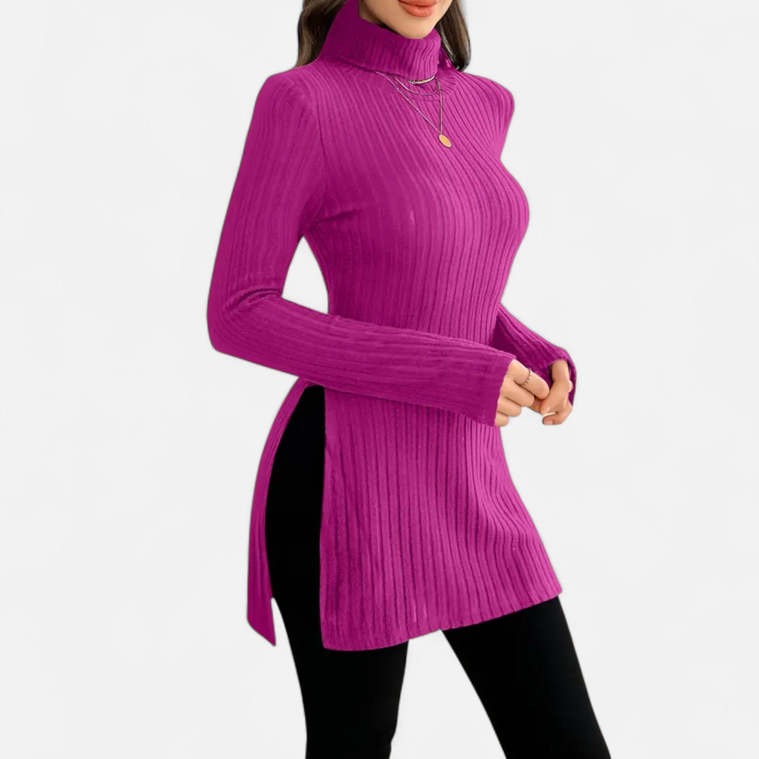 Dorevelle | Women’s Ribbed Sweater – Elegant High Neck Style