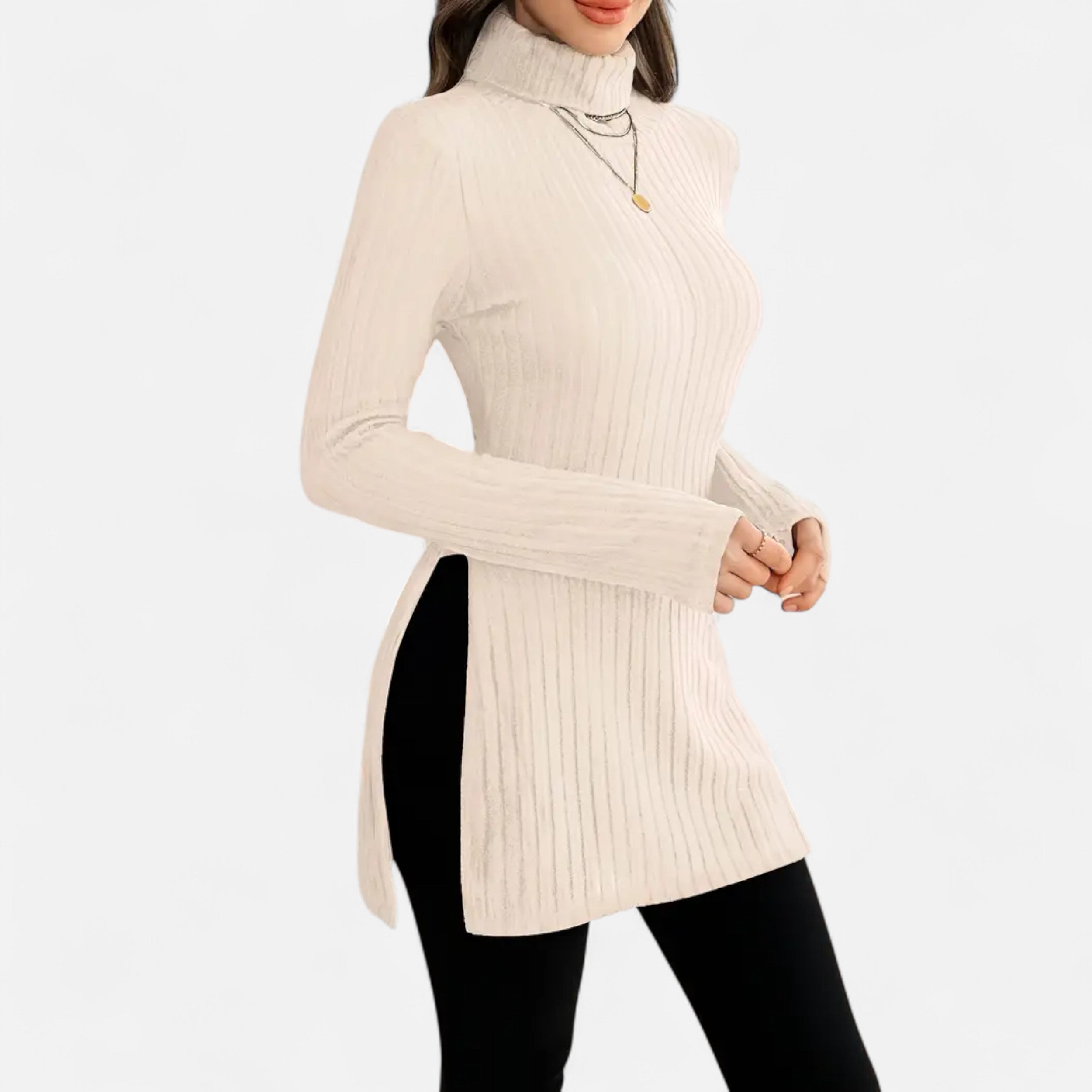 Dorevelle | Women’s Ribbed Sweater – Elegant High Neck Style