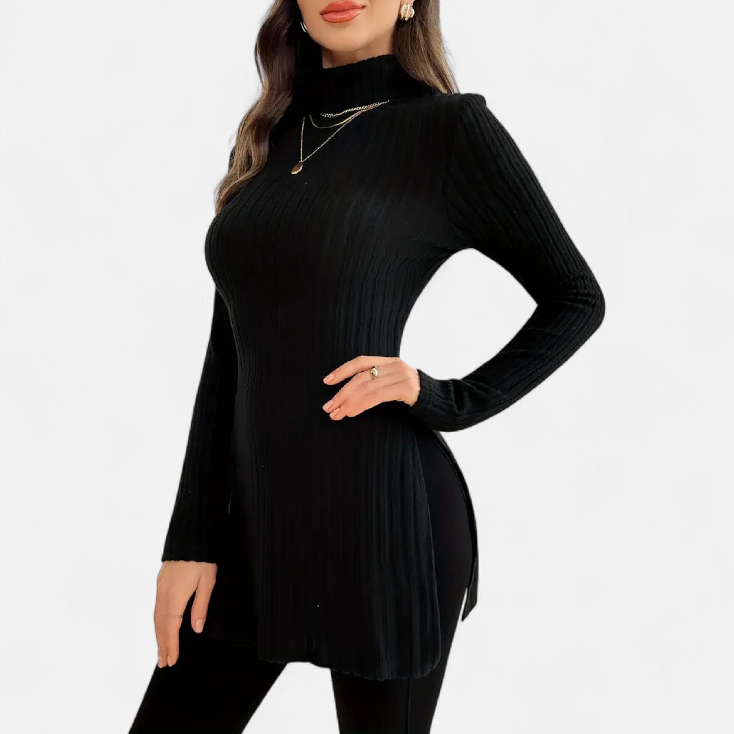 Dorevelle | Women’s Ribbed Sweater – Elegant High Neck Style
