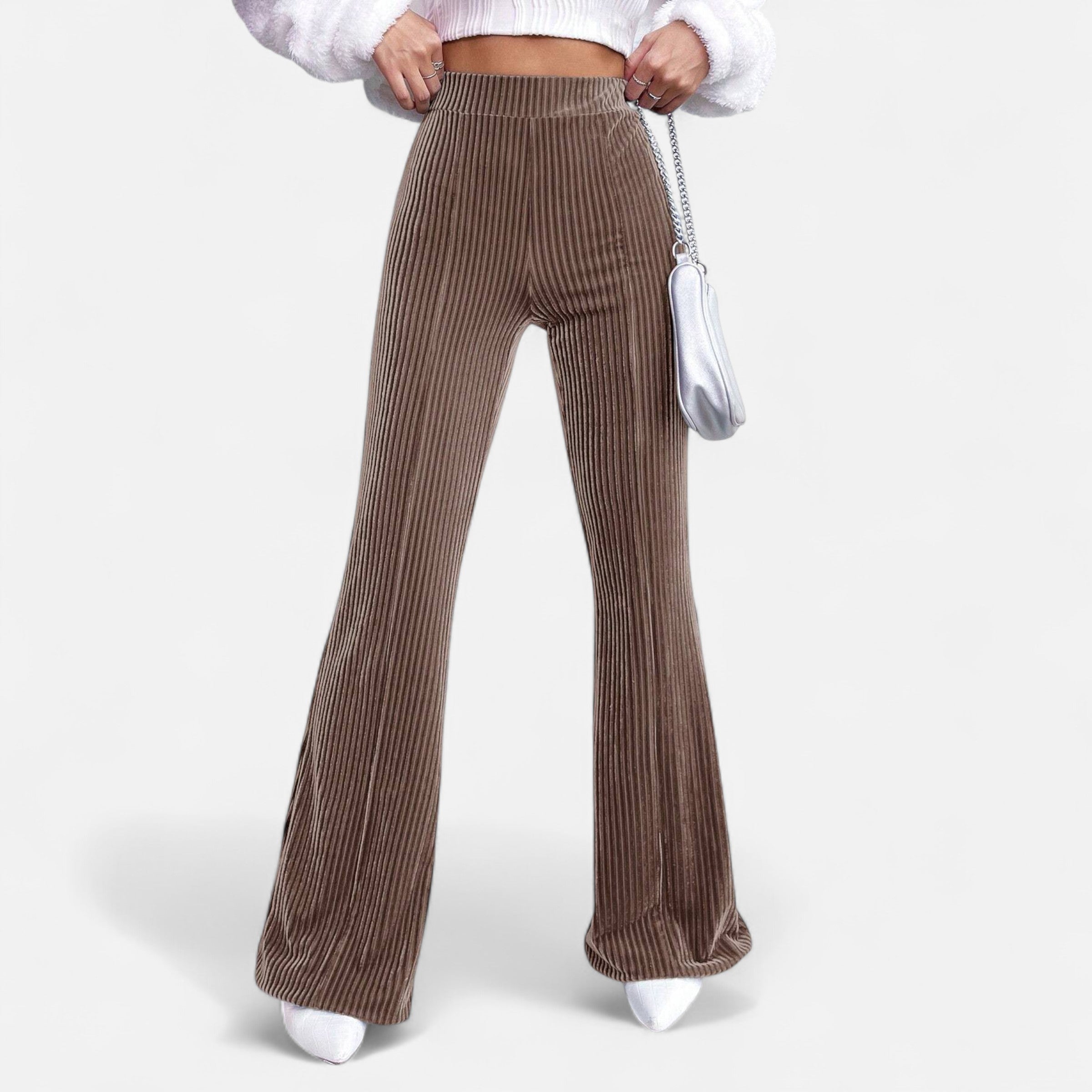 Dorevelle | Women’s Corduroy Trousers – High-Waist Flared Elegance