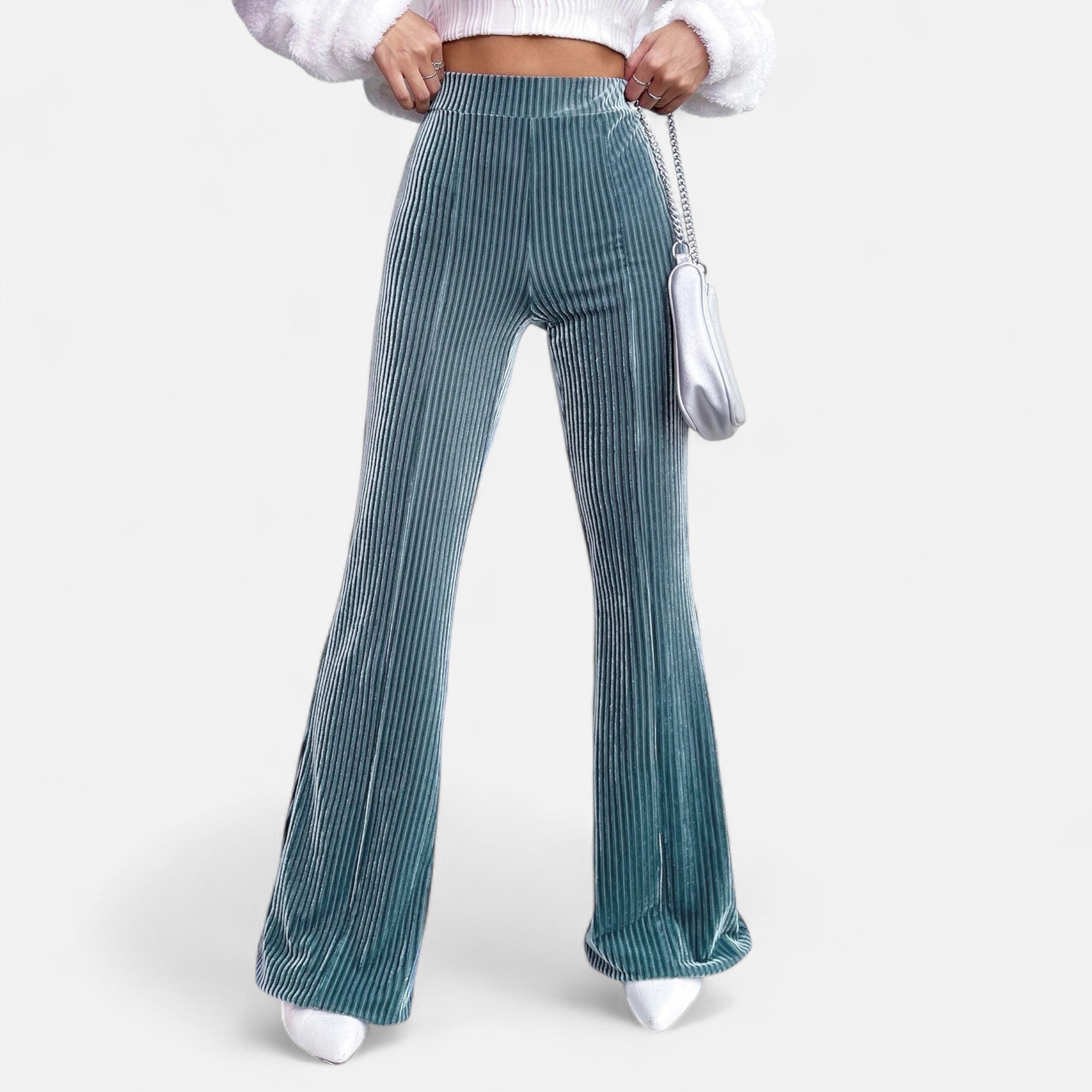 Dorevelle | Women’s Corduroy Trousers – High-Waist Flared Elegance