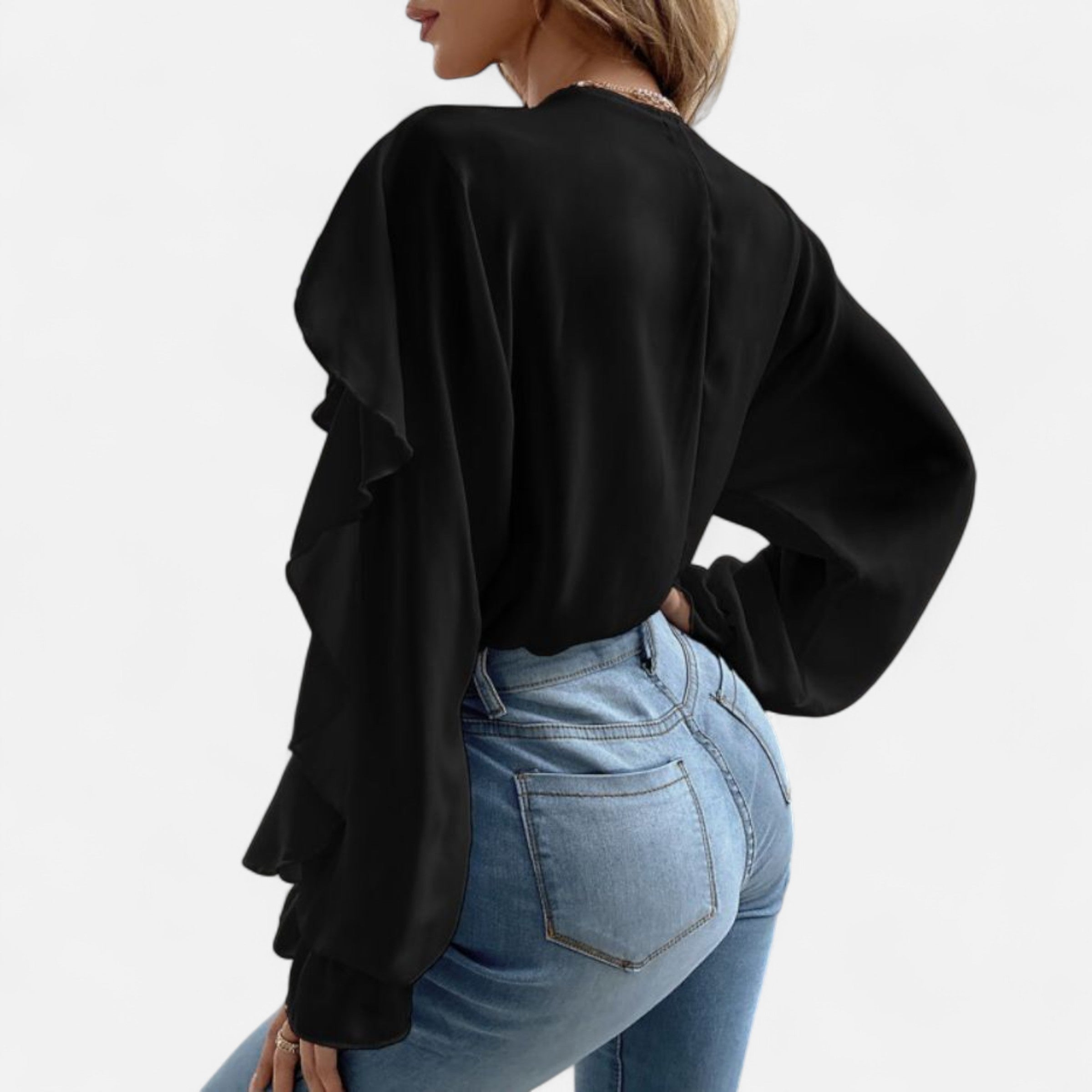 Dorevelle | Women’s V-Neck Ruffle Top – Elegant Flounce Style