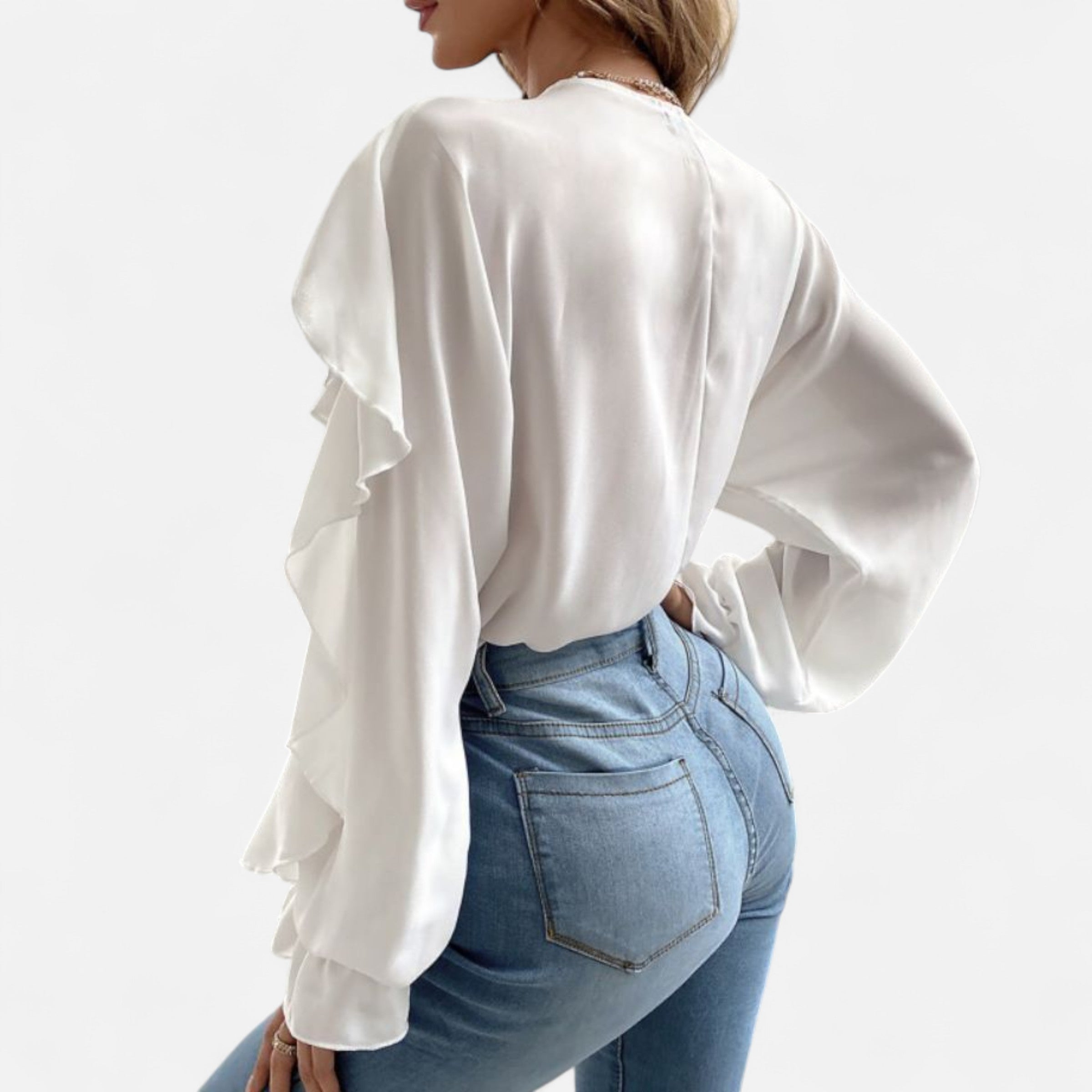 Dorevelle | Women’s V-Neck Ruffle Top – Elegant Flounce Style