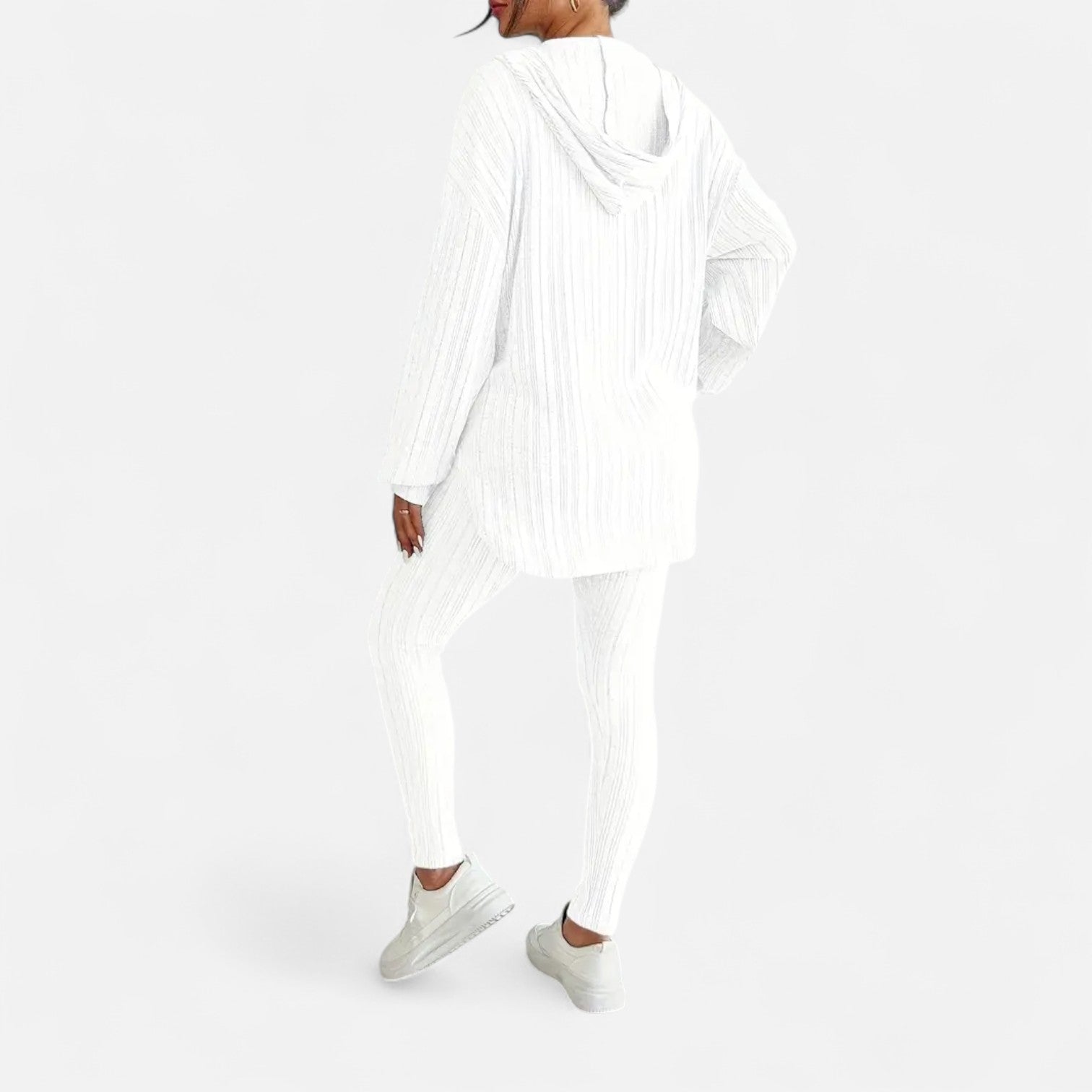 Dorevelle | Women’s Ribbed Set – Hooded Top & Skinny Pants
