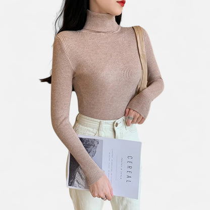 Dorevelle | Women’s Ribbed Turtleneck – Foldover Winter Elegance