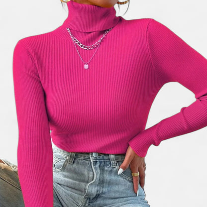 Dorevelle | Women’s Ribbed Turtleneck – Foldover Winter Elegance