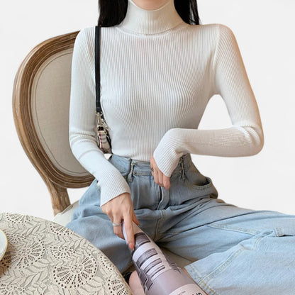 Dorevelle | Women’s Ribbed Turtleneck – Foldover Winter Elegance